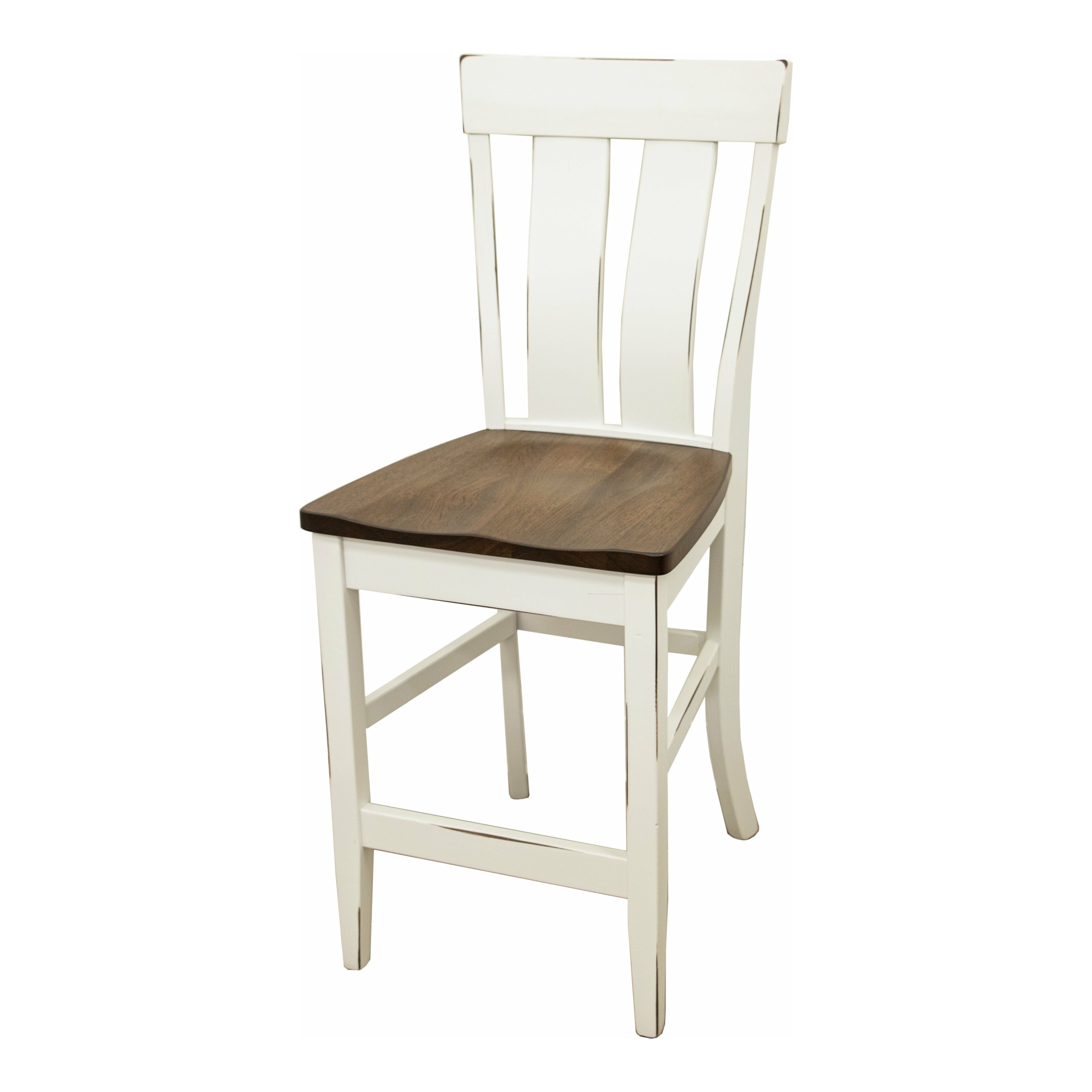 Kinglet 24" White & Wood Stationary Bar Stool | M-DW&CO