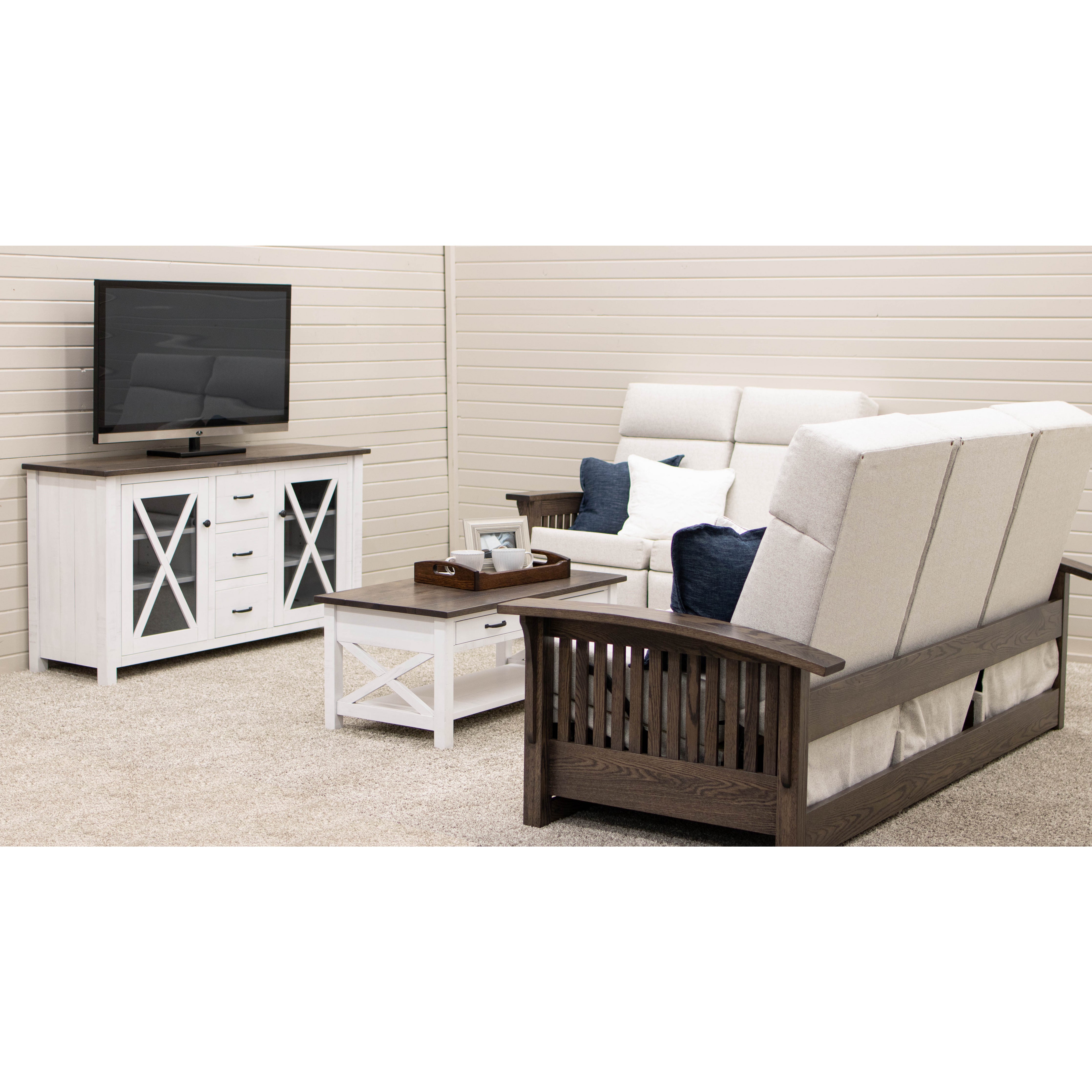 Cambria 60" White & Wood TV Console | M-GW&RWO-SB