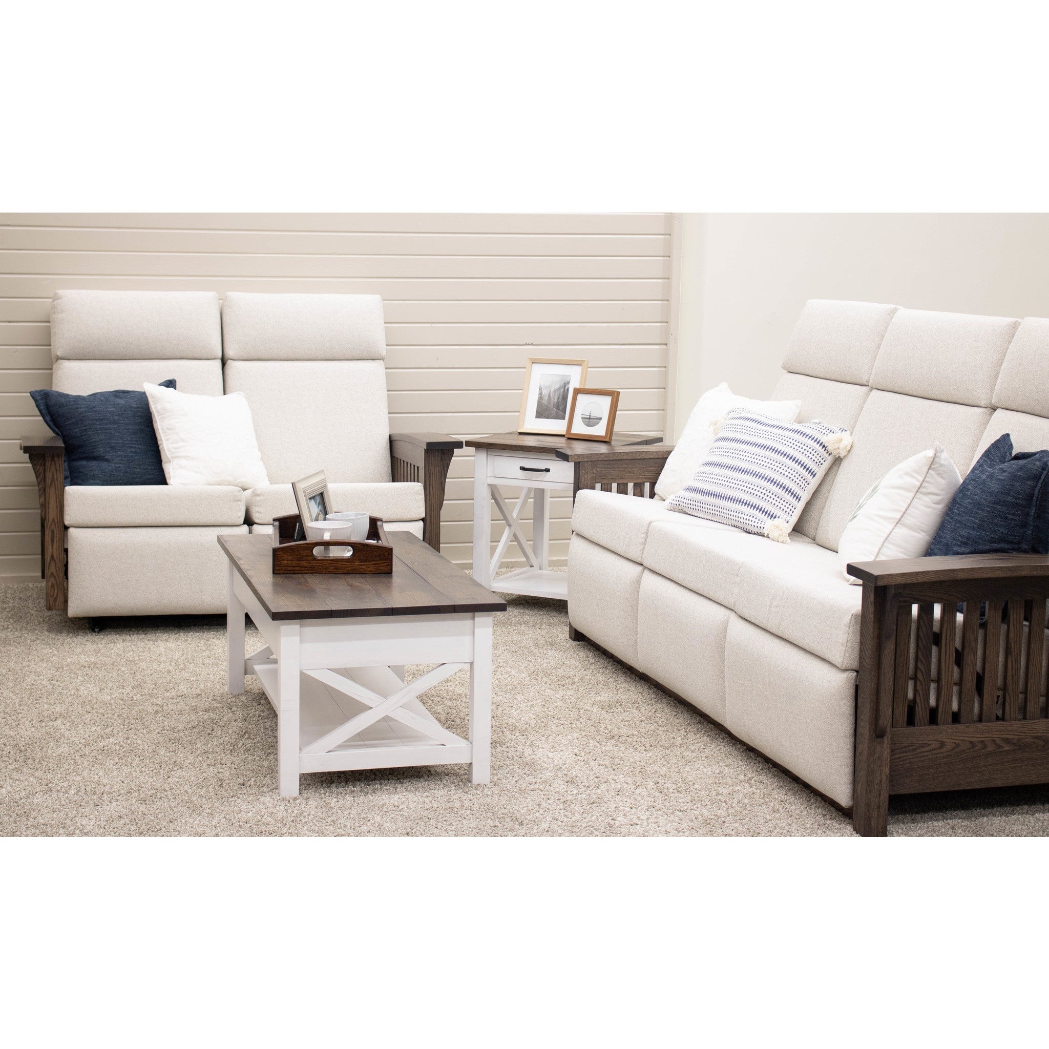 Cambria White & Wood Large Square Open End Table | M-GW&RWO-SB