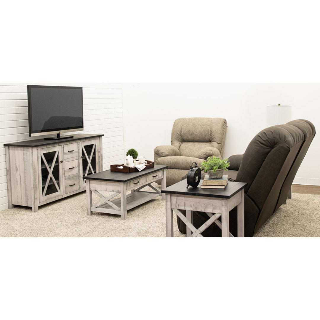 Cambria White & Wood Small Rectangle Open End Table | M-AV&DK