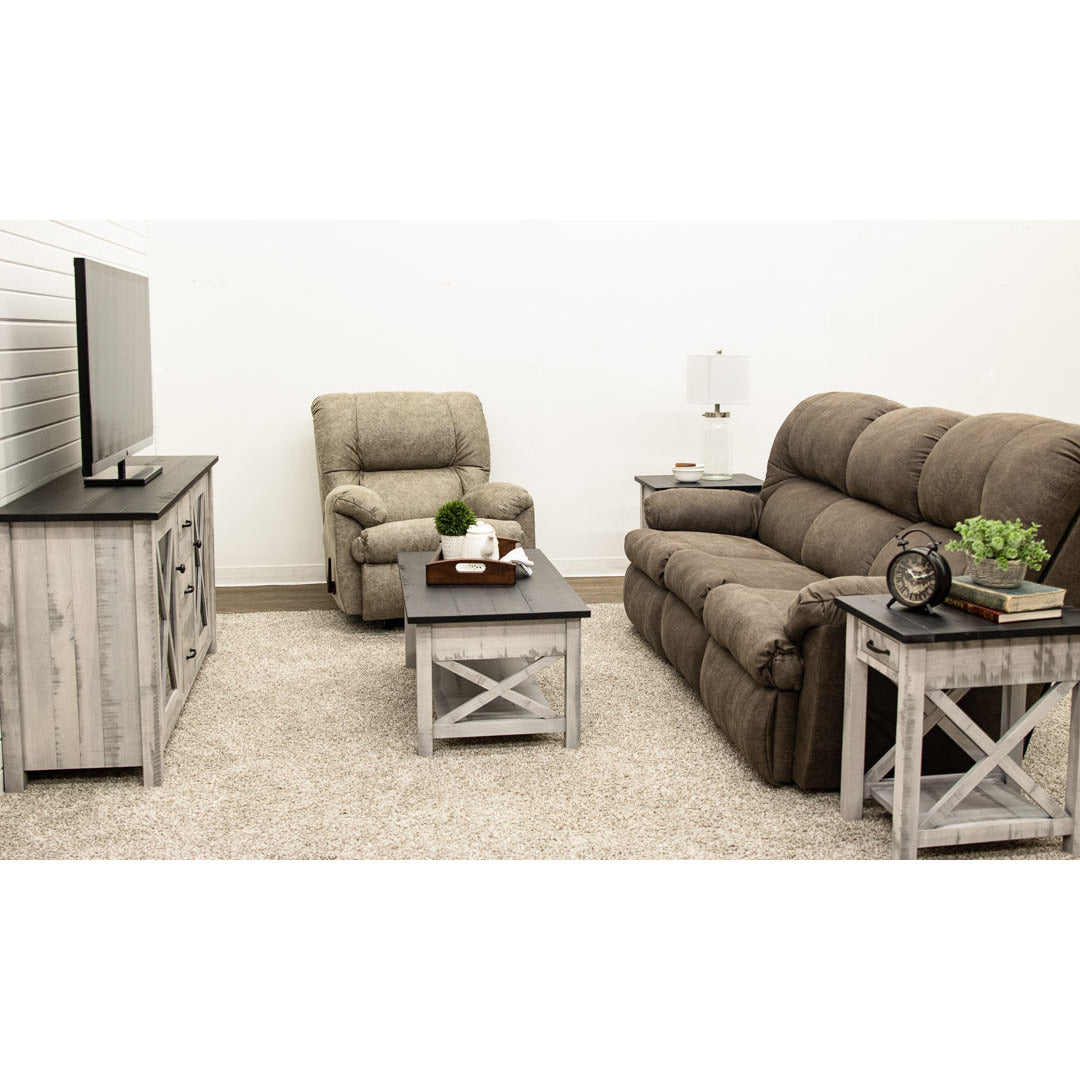 Cambria White & Wood Large Square Open End Table | M-AV&DK