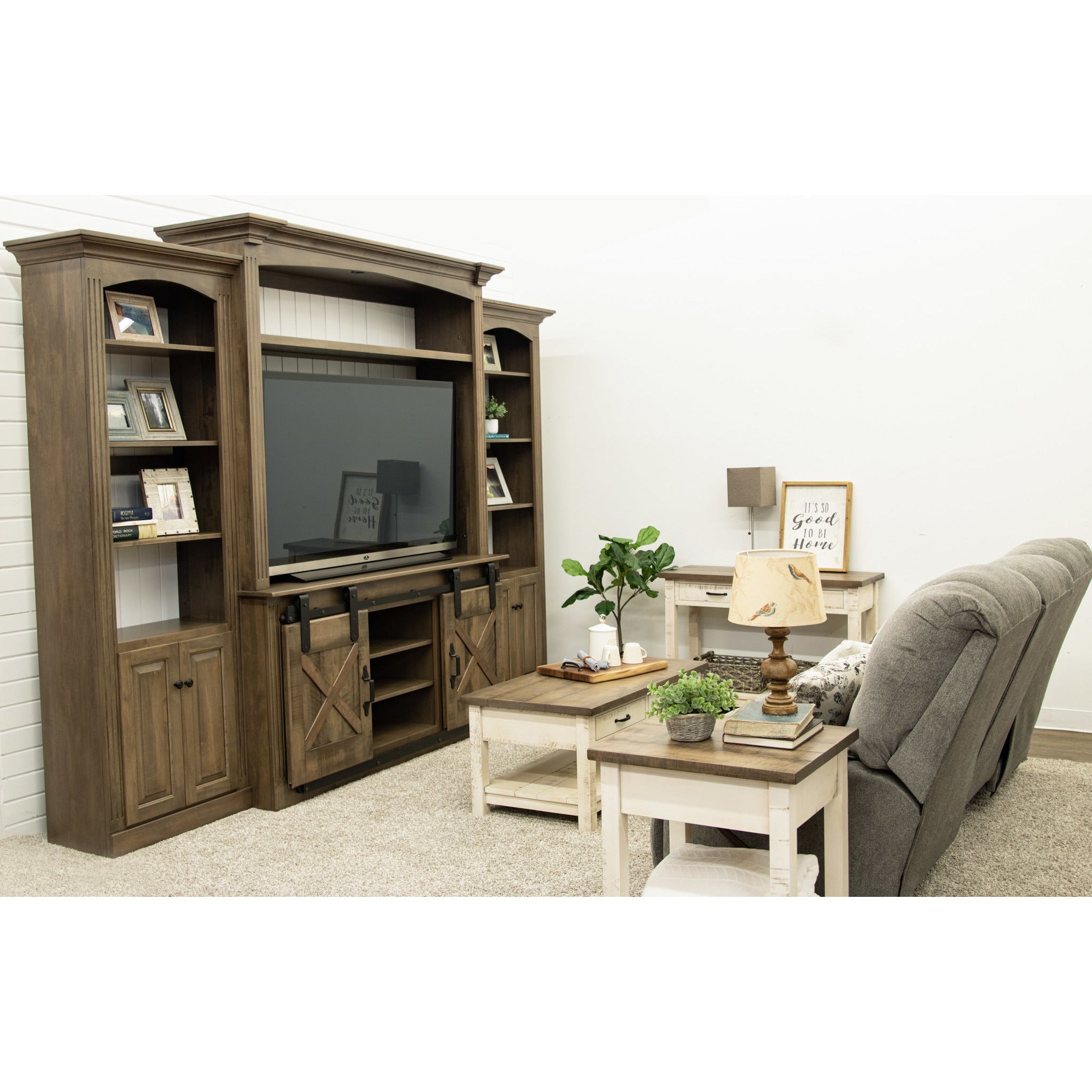 Arcadia White & Wood Large Square Open End Table | M-CS&DCD
