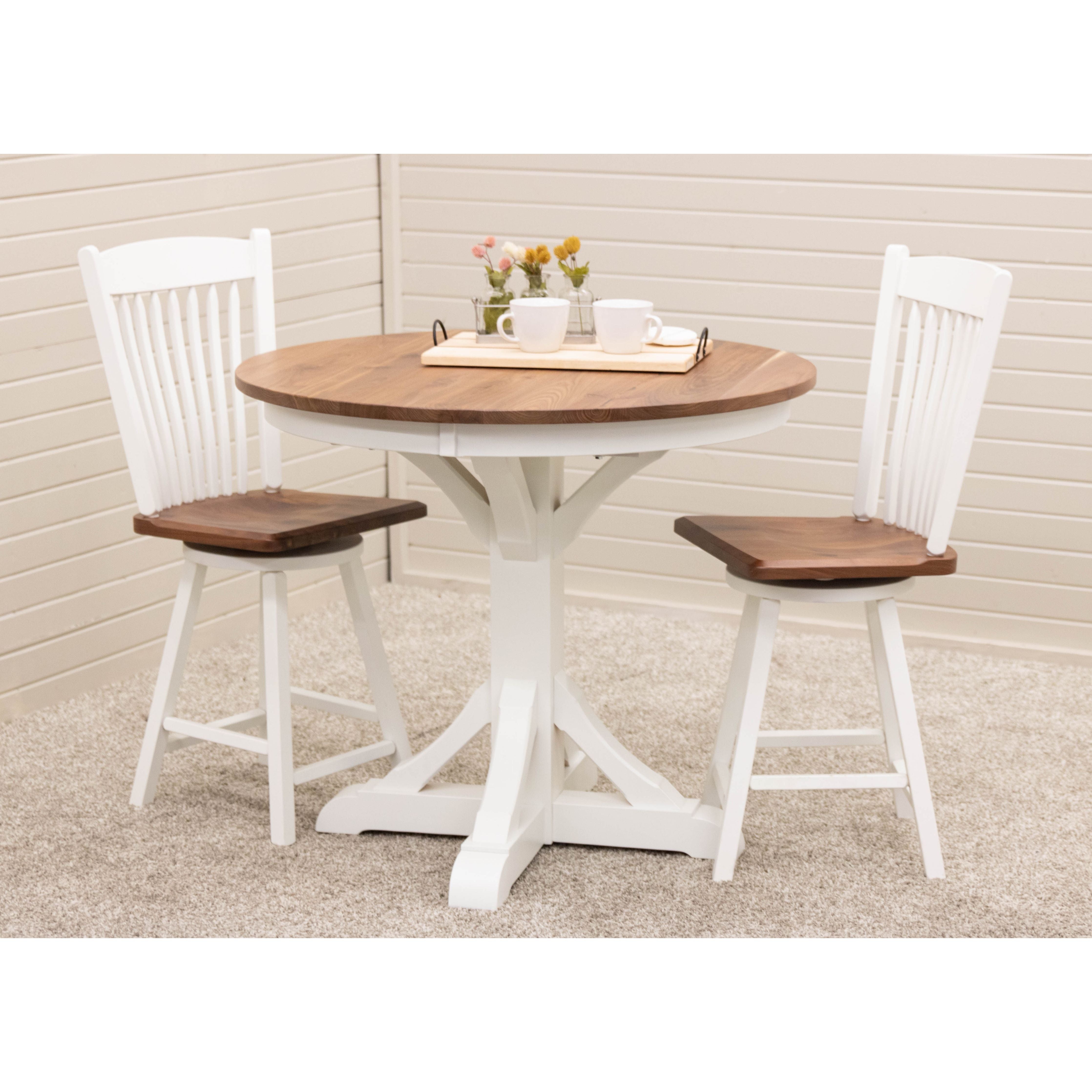Newport Round White & Wood Pub Table | M-DW&W-NAT