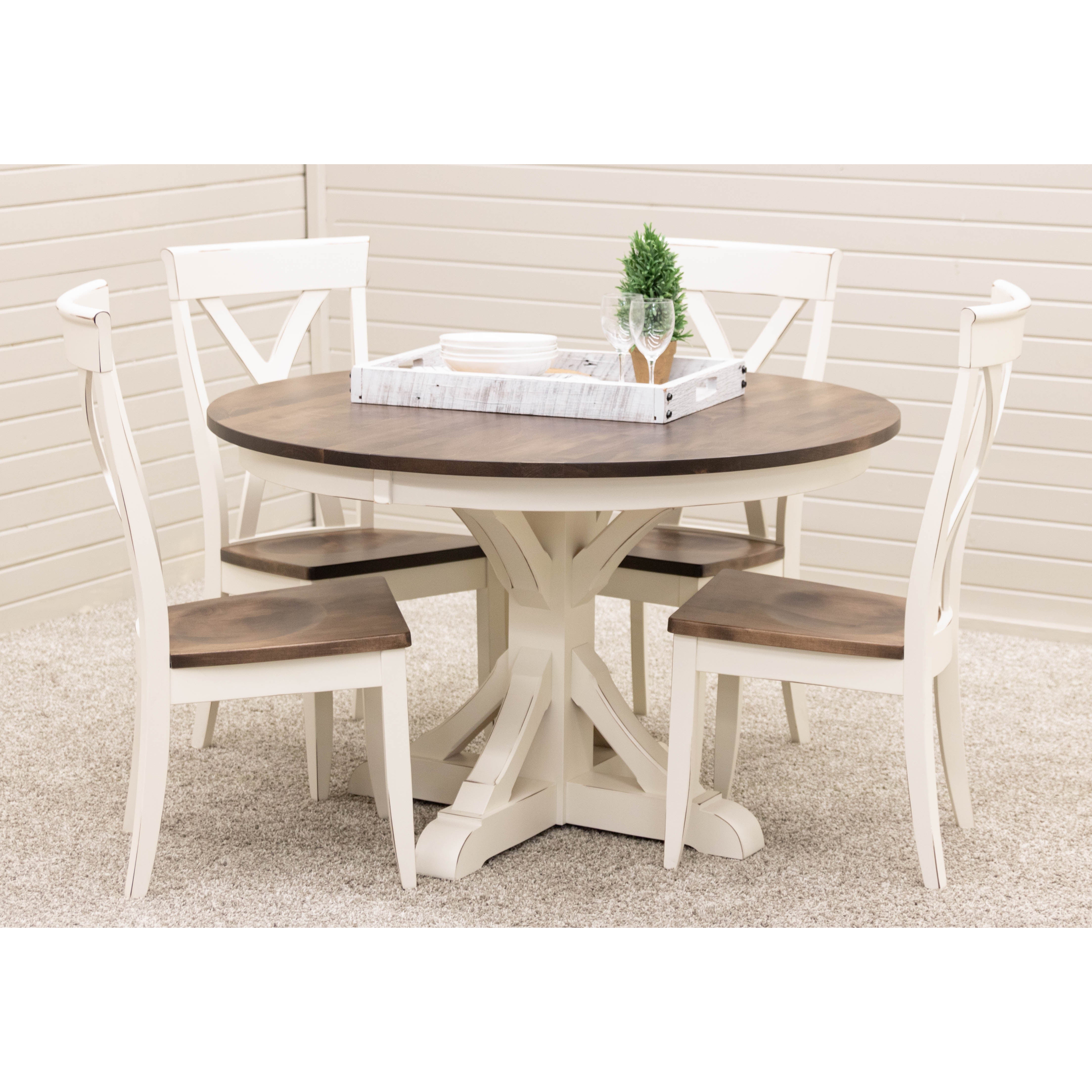 Newport Round White & Wood Extending Dining Table | M-CW&CO