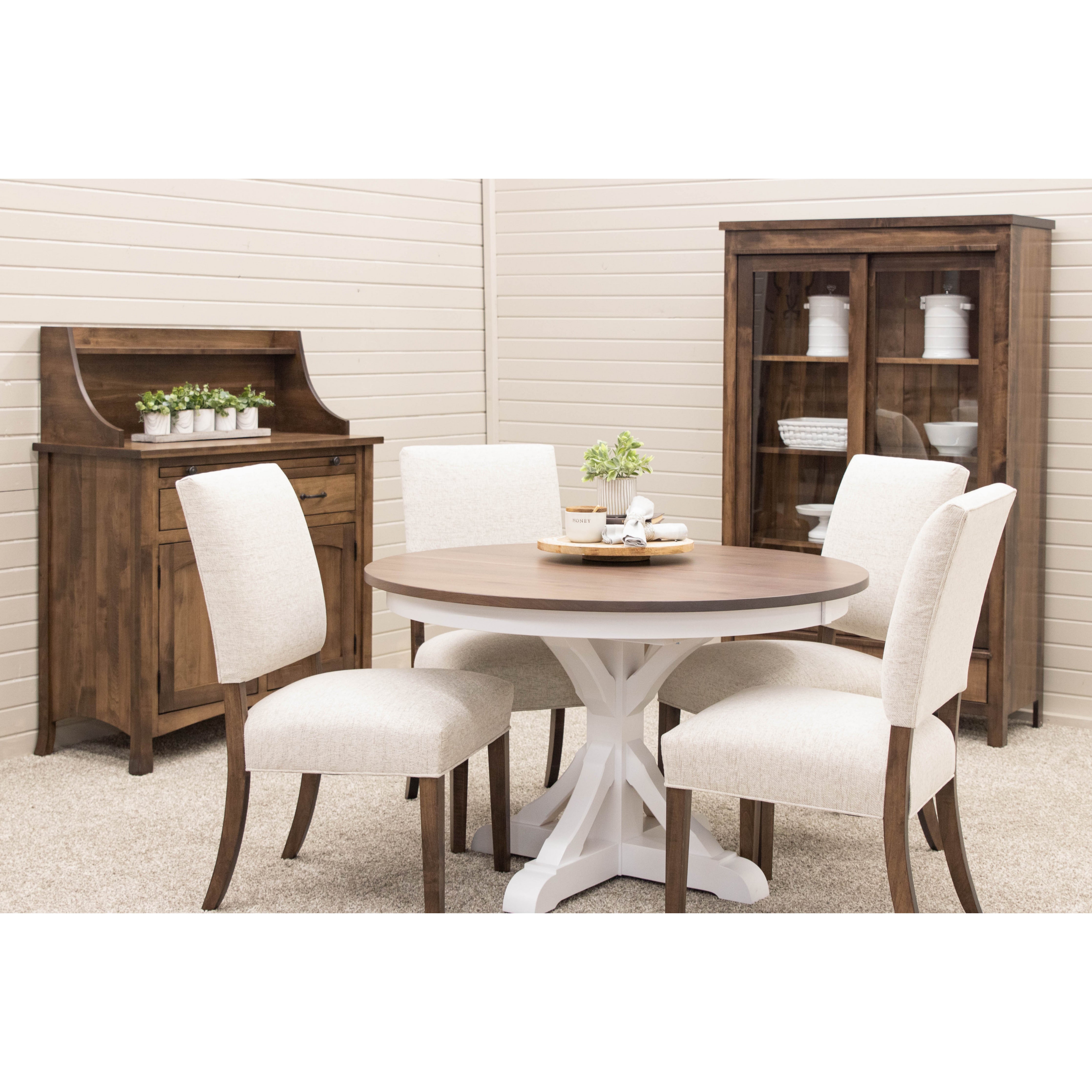 Newport Round White & Wood Extending Dining Table | M-DW&W-NAT