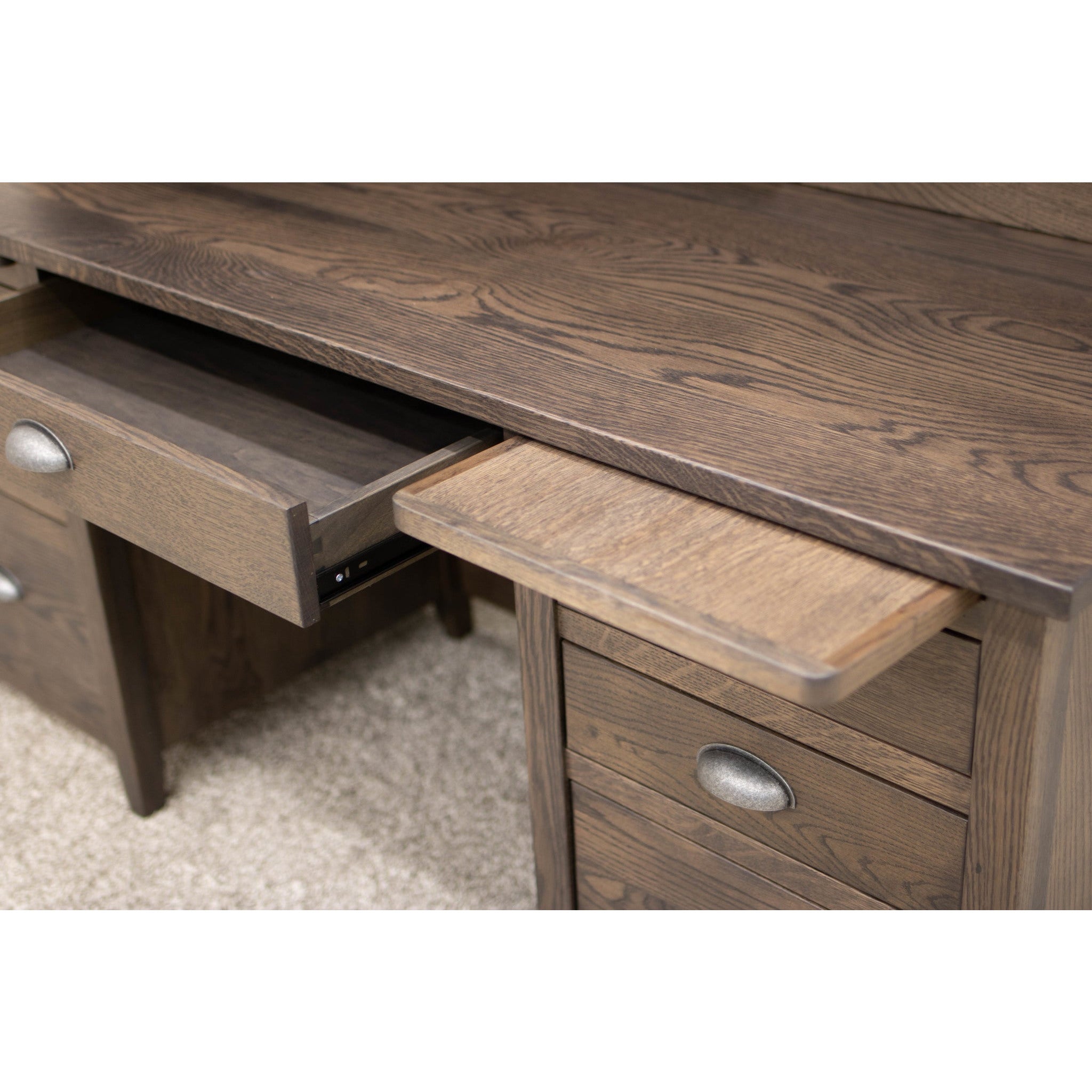 Phoenix White Oak Wood Desk with Hutch Top | SB