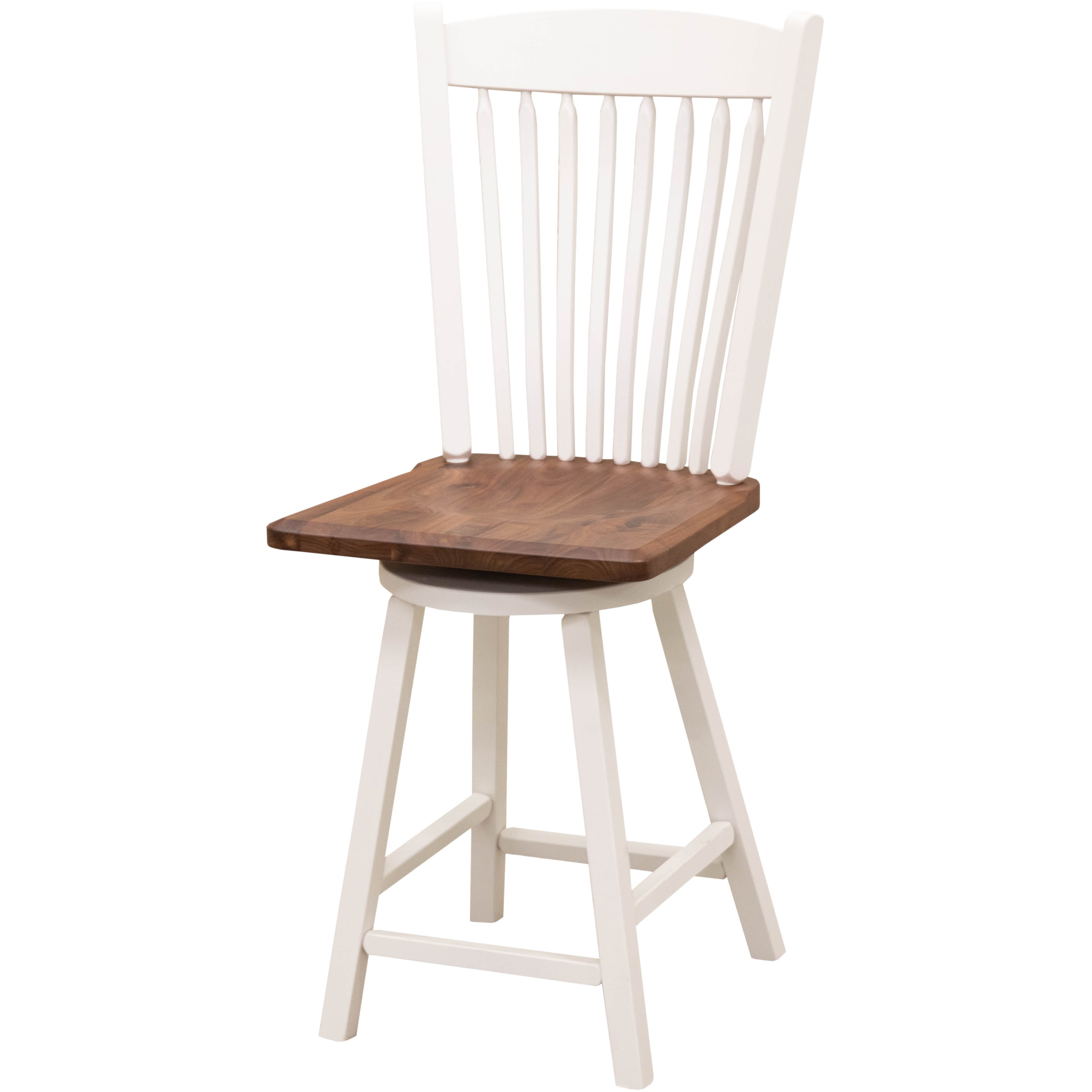 Post Mission 24" White & Wood Arch Top Swivel Bar Stool | M-DW&W-NAT