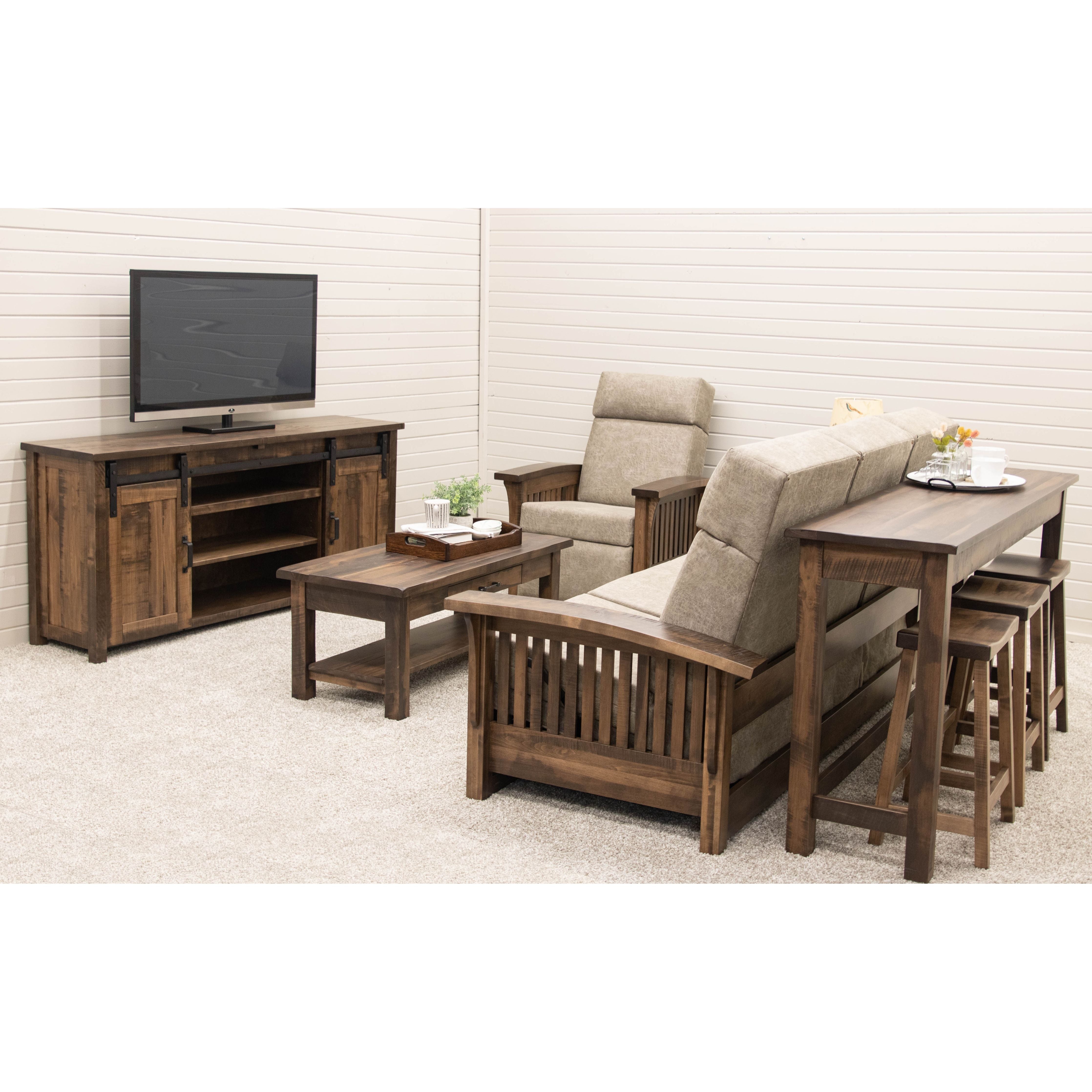 Arcadia 72" Maple Wood Sliding Barn Door Post TV Console | CO