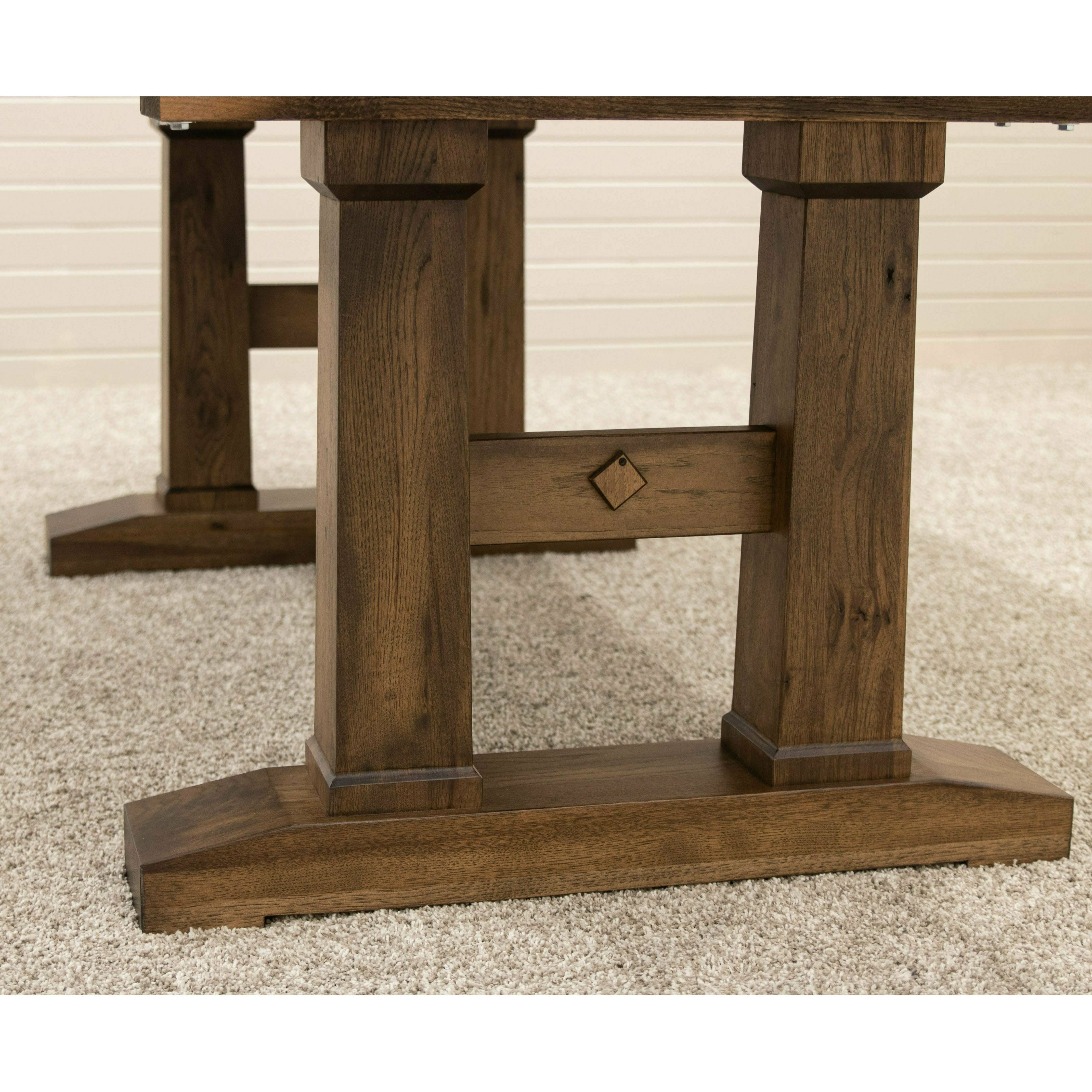 Rowan Hickory Wood Large Extending Amish Trestle Dining Table | CO