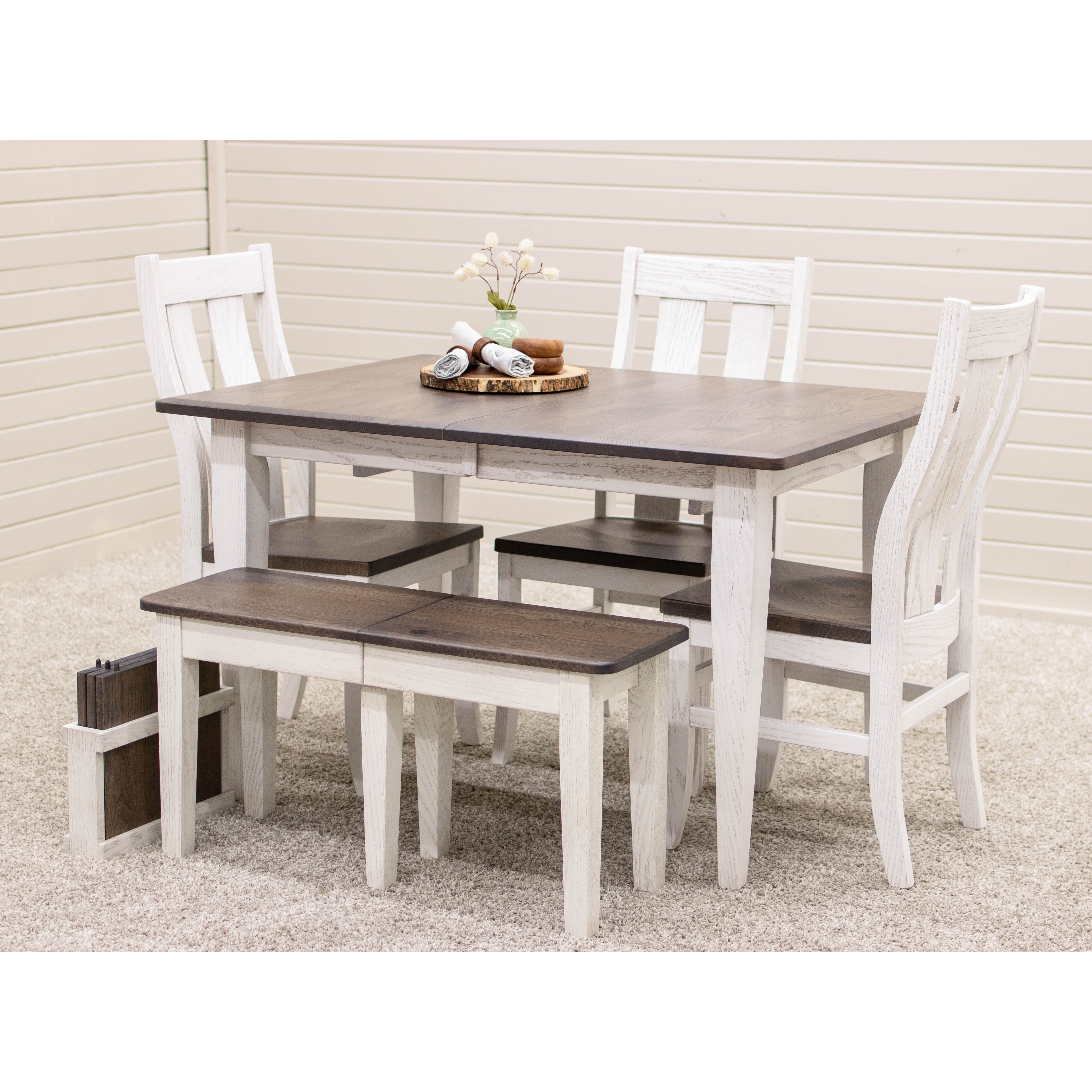 Lakeland Small Extending Kitchen Table in White and Oak | O-GW&RWO-SB