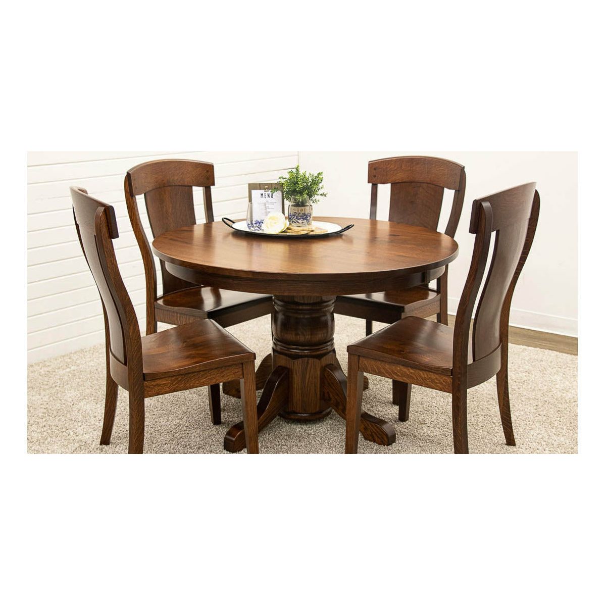 Traditional Round Quarter Sawn White Oak Wood Dining Table | ASB
