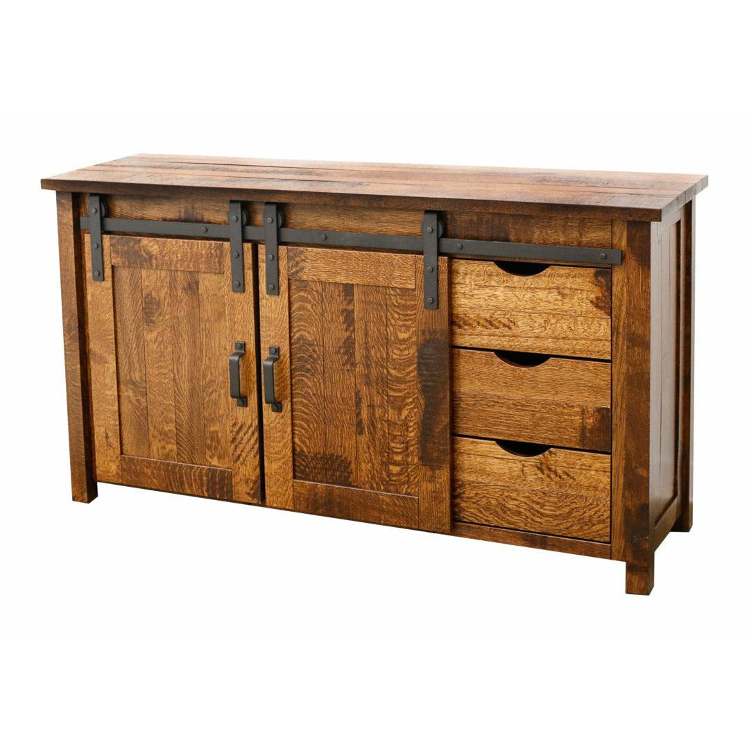 Arcadia 60" Quarter Sawn White Oak Wood Sliding Barn Door Post TV Console | GB