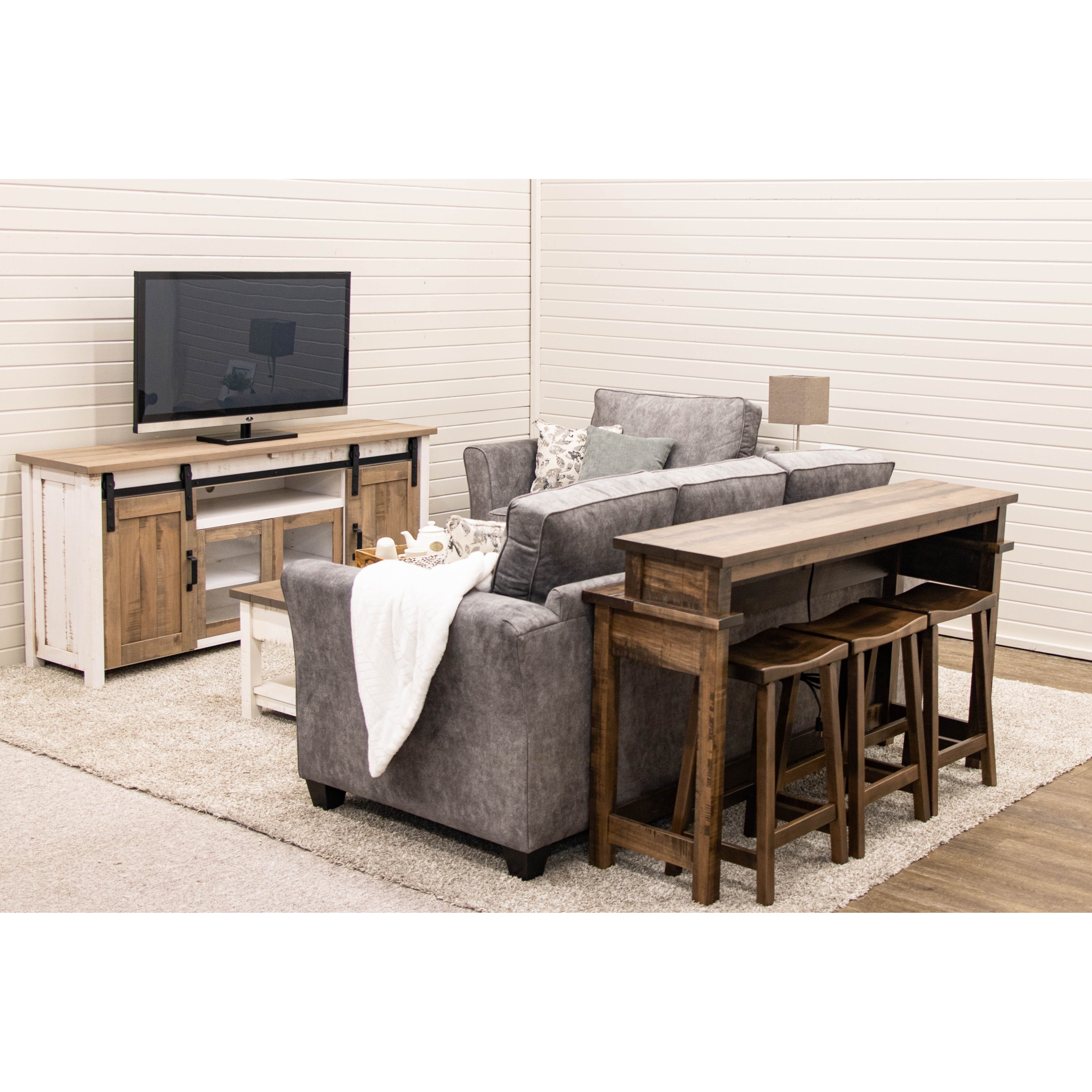 Arcadia 72" White & Wood Sliding Barn Door TV Console | M-CS&DCD