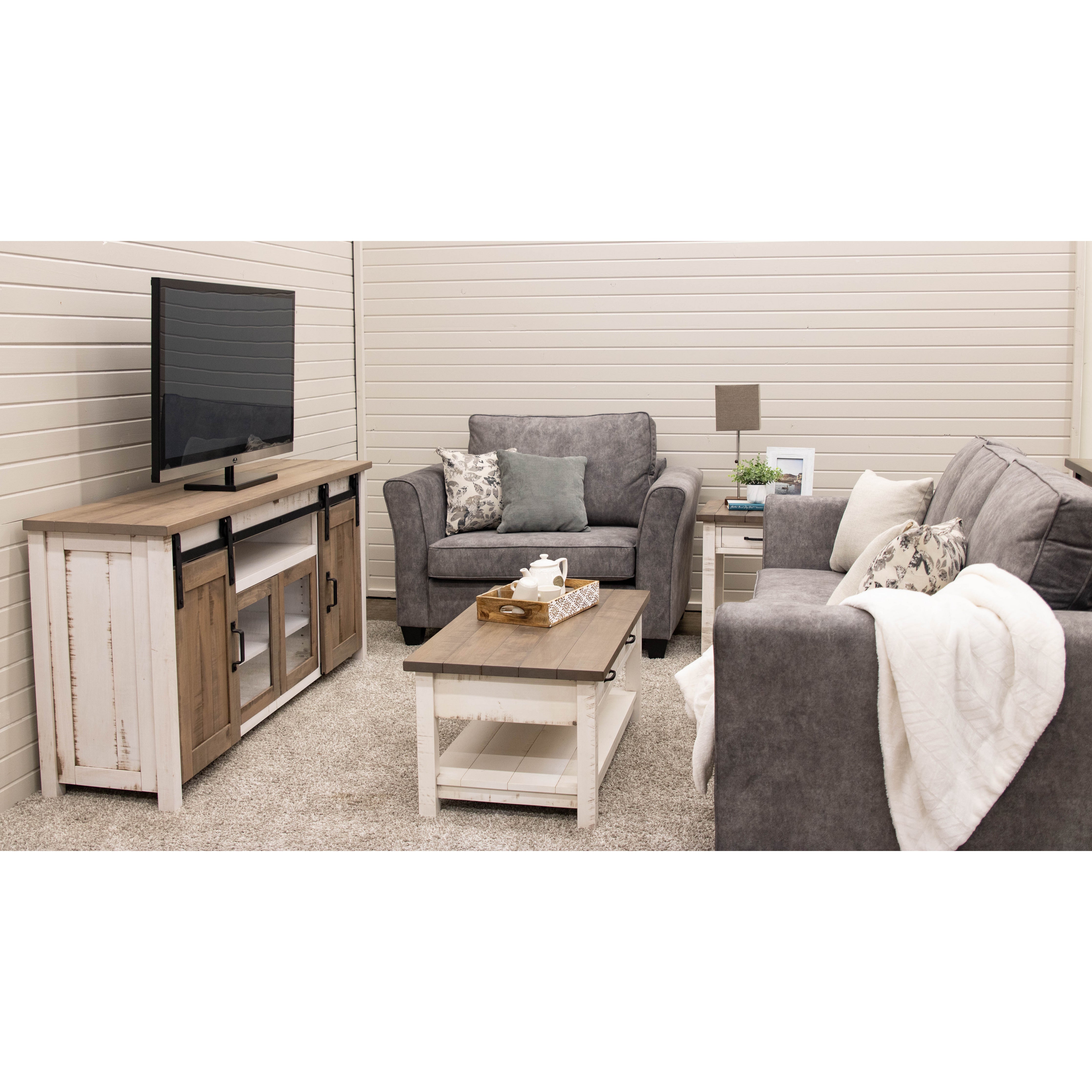 Arcadia 72" White & Wood Sliding Barn Door TV Console | M-CS&DCD