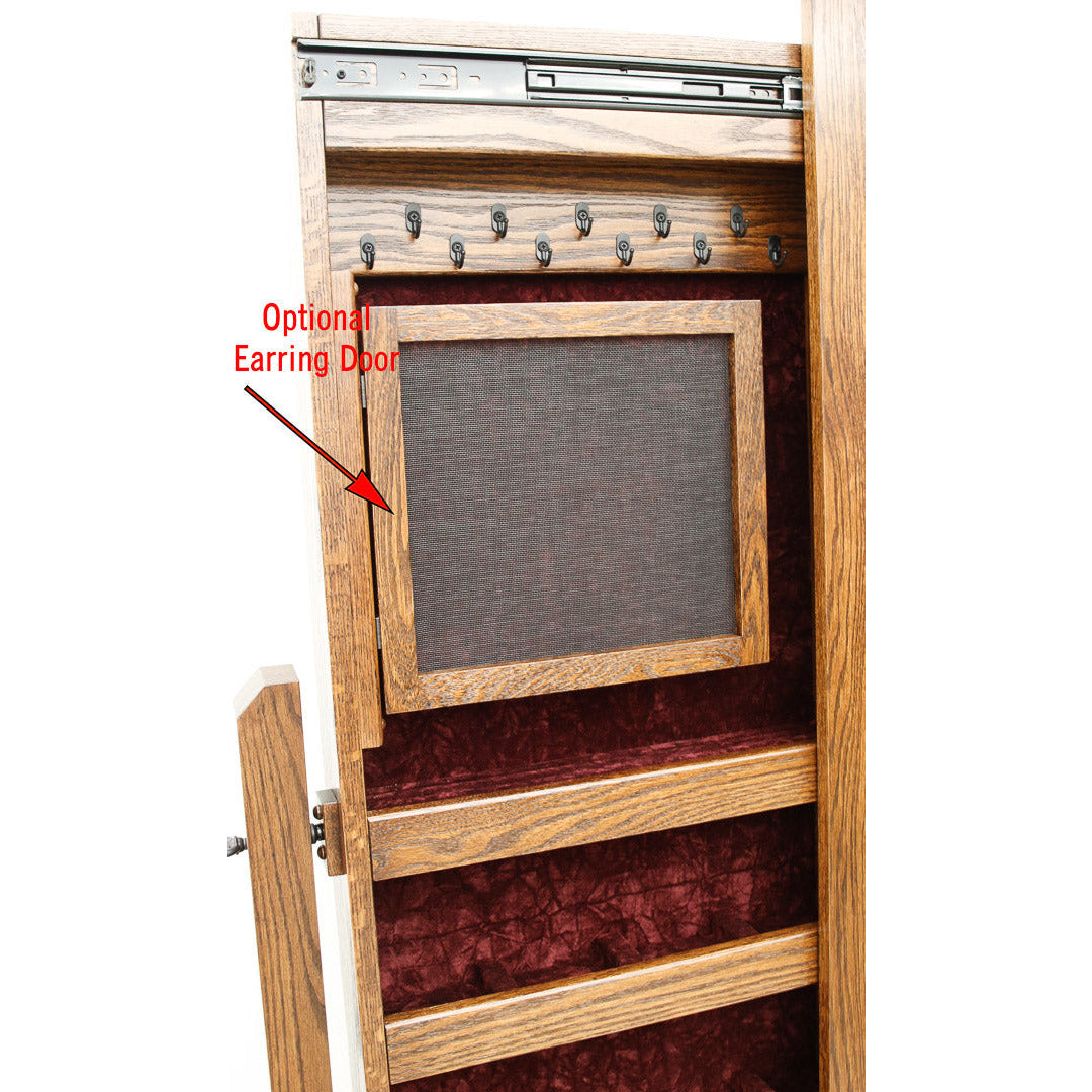 Shaker Oak Wood Sliding Jewelry Cheval Mirror | ASB