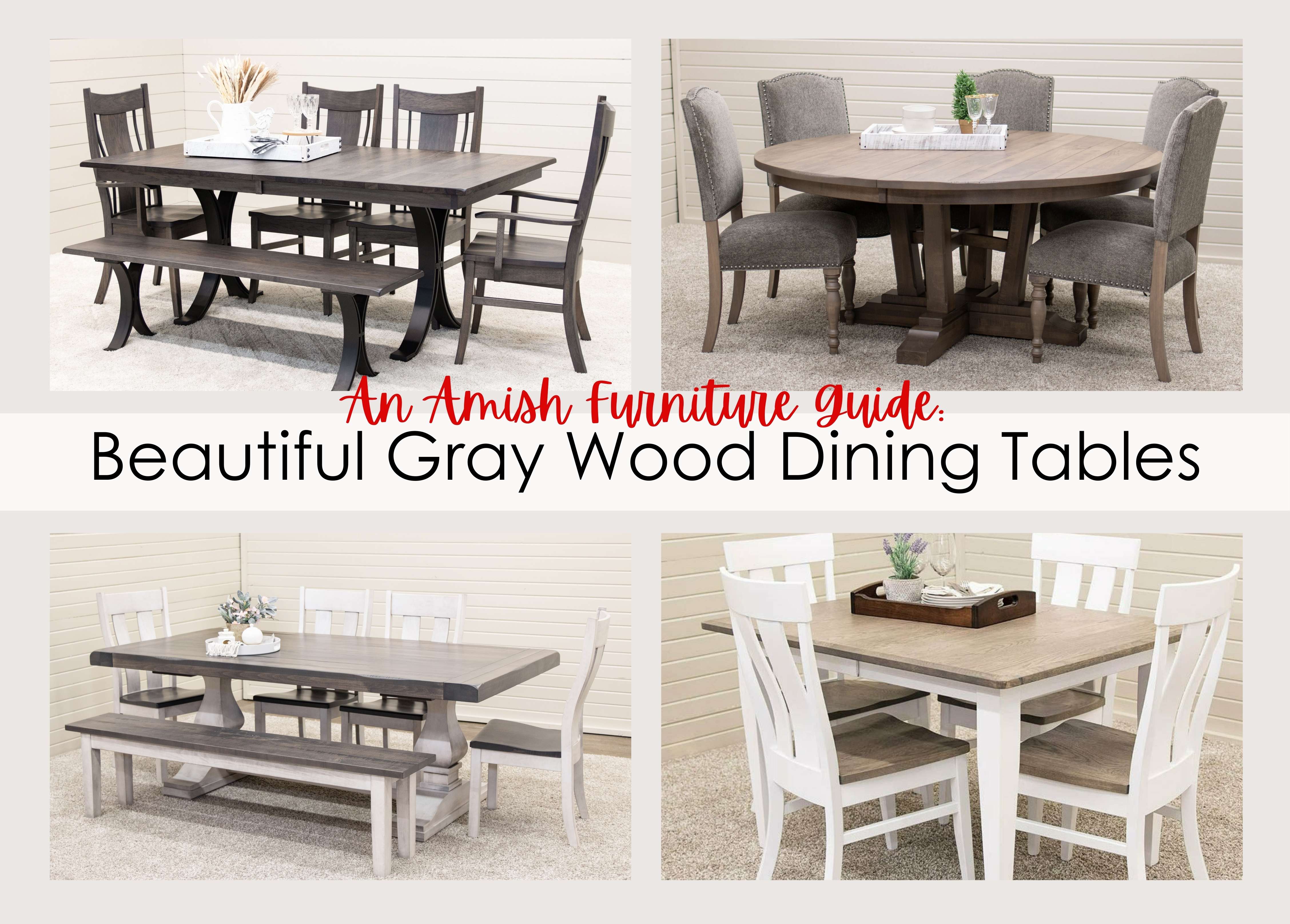10 Beautiful Extension Leaf Dining Tables in Grey Wood by Amish Furniture Makers