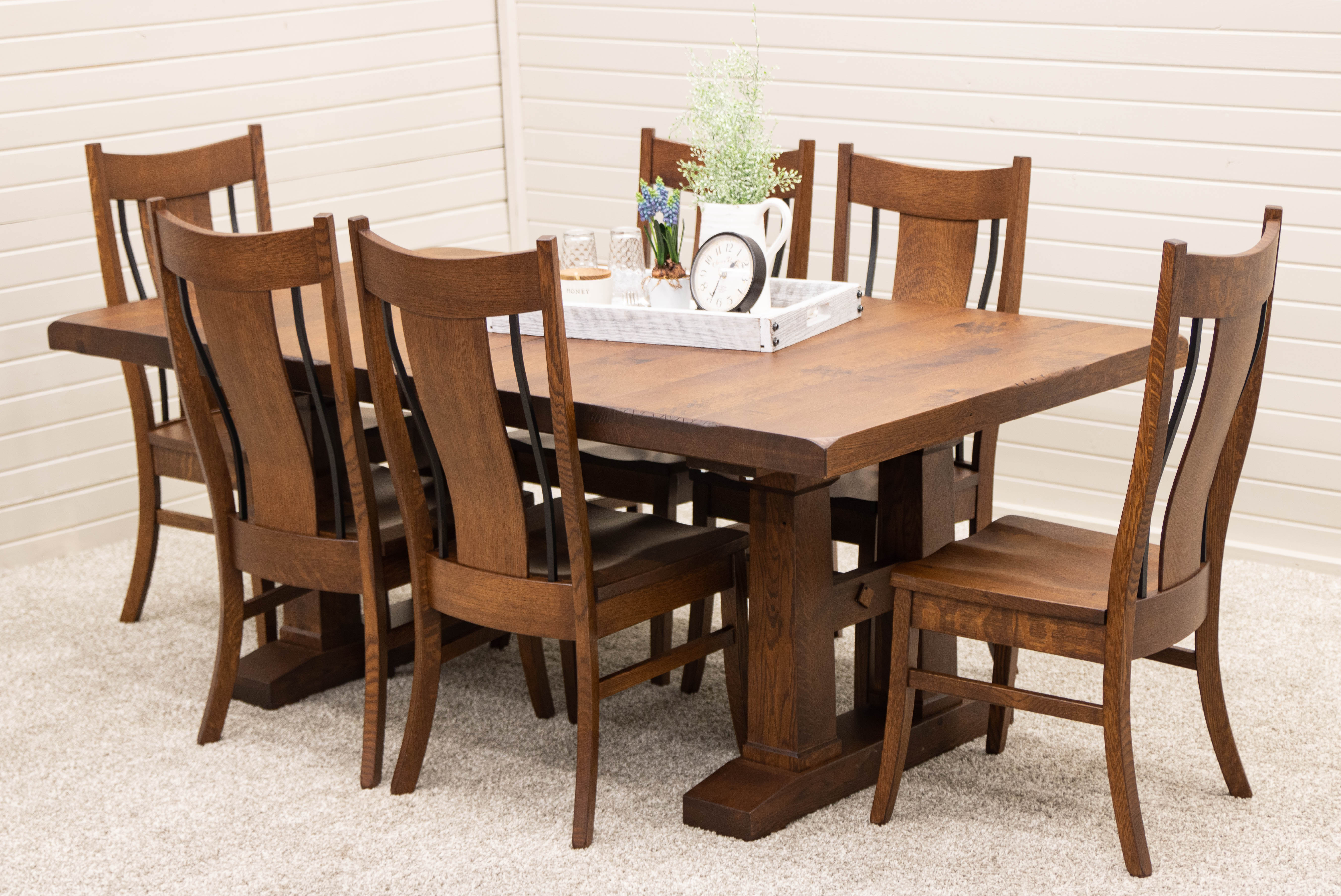 Rowan Trestle with Built Down Top Dining Set
