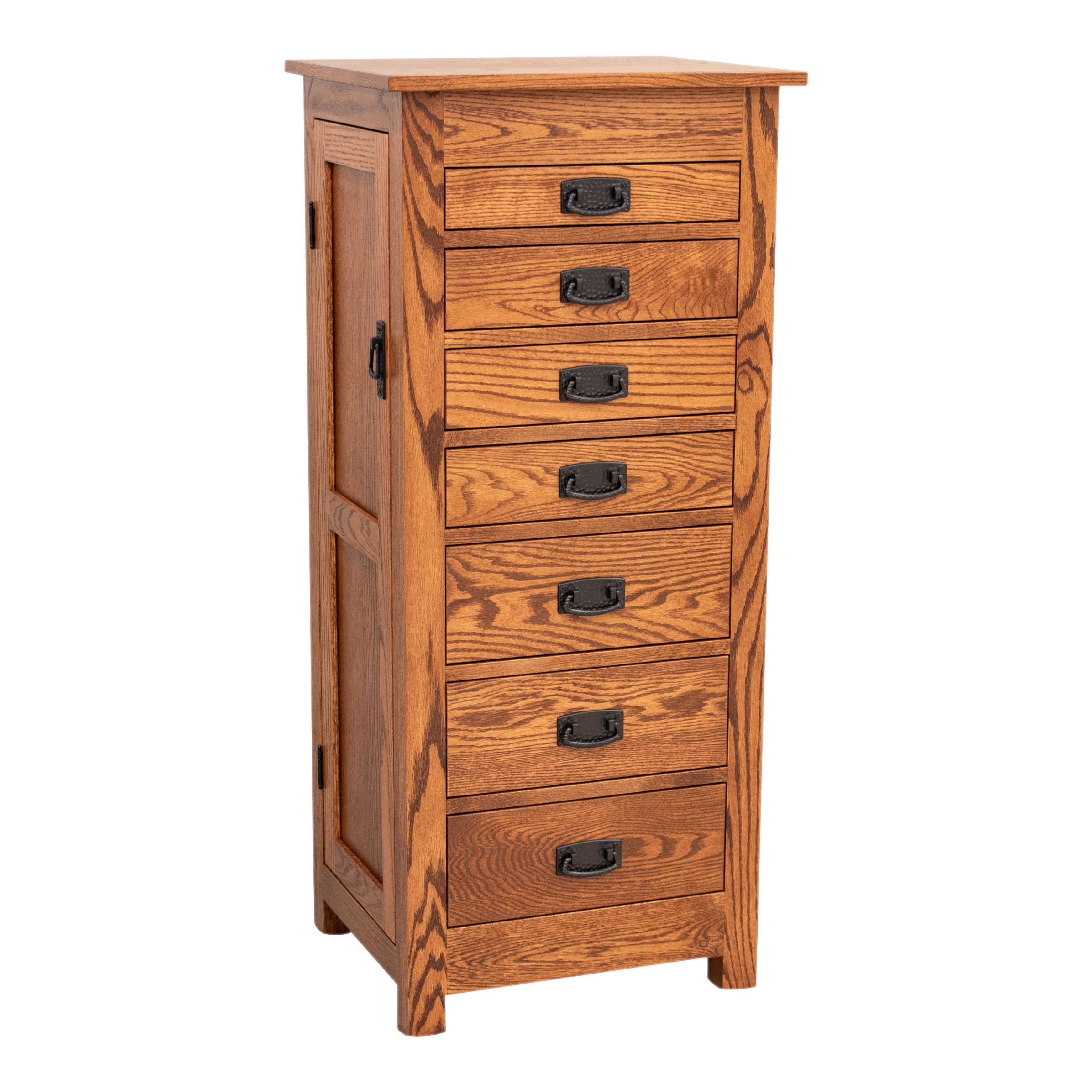 Mission Solid Red Oak Wood Jewelry Armoire in Cherry Color