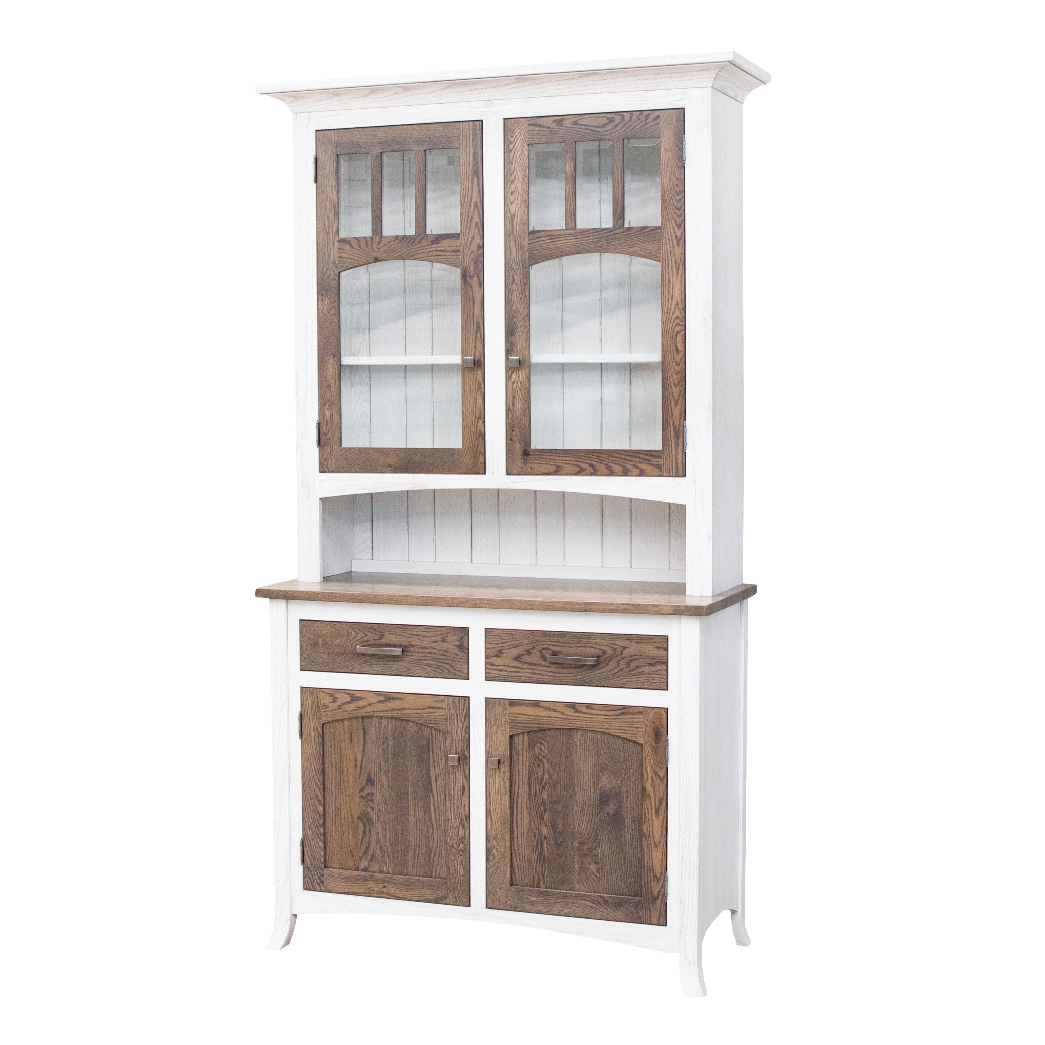 Biltmore 2-Door White and Wood Hutch | Glacier White & Stone Brown