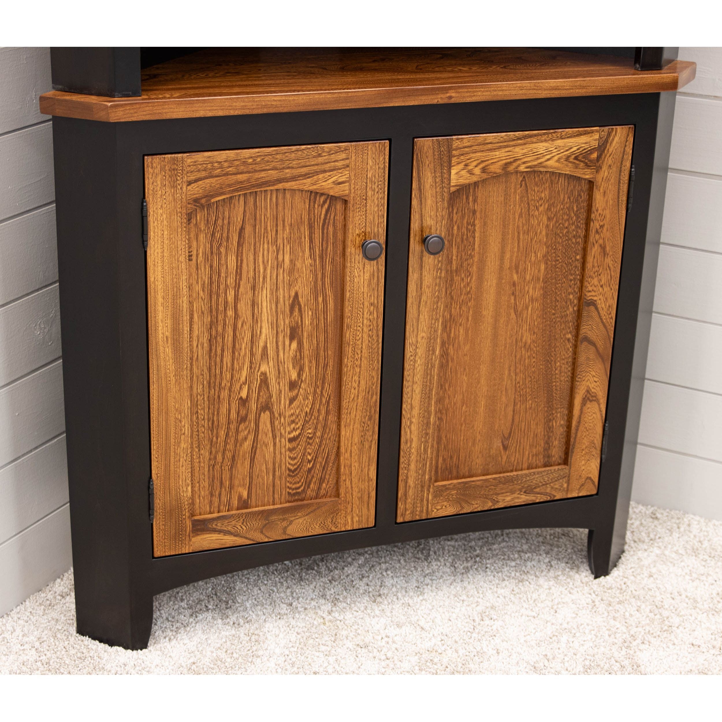 brunt ハーモニー 25 black② Biltmore Black and Wood Corner Hutch | Black Corner Cabinet