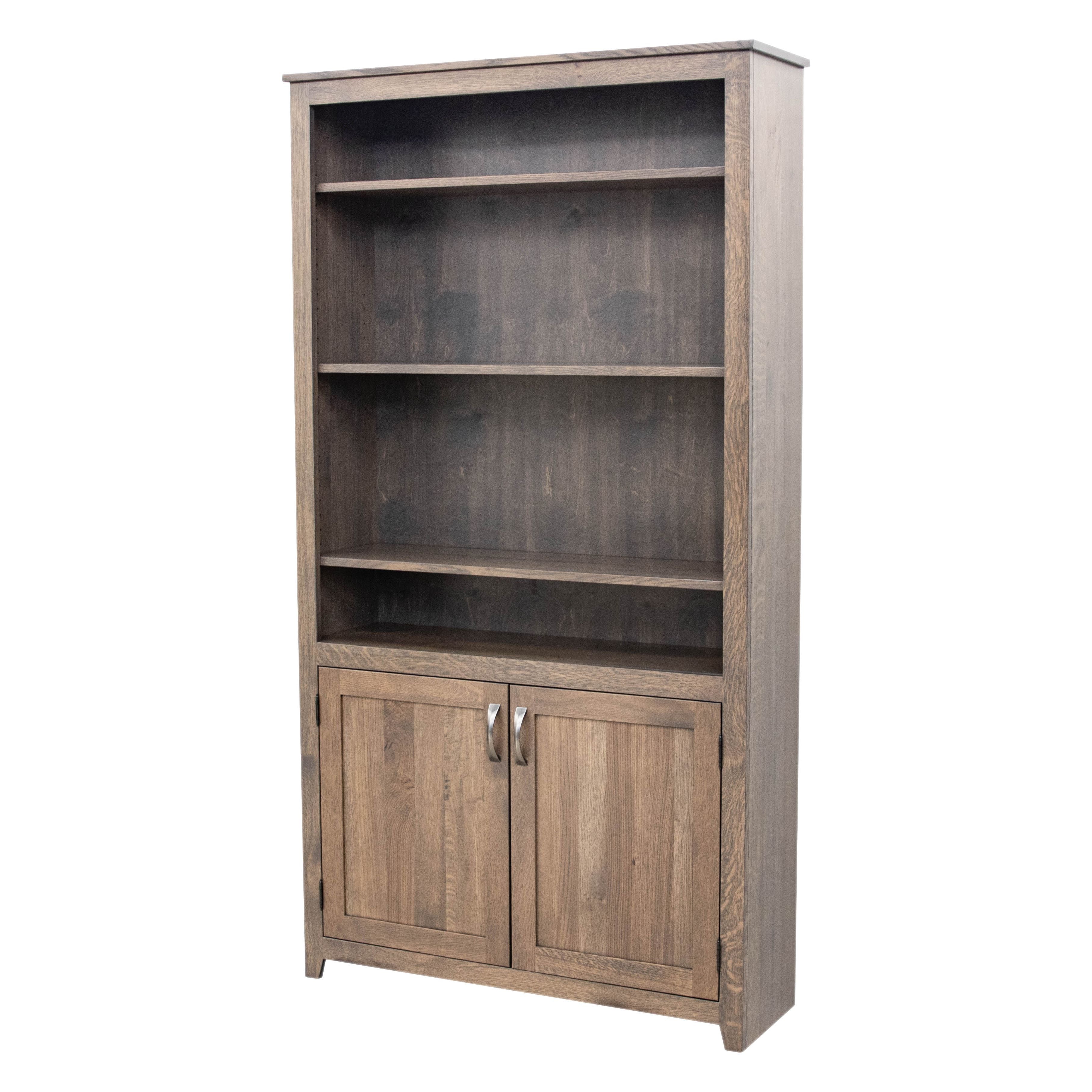 Straight Shaker Solid Quarter Sawn White Oak Wood 72" Bookcase with Doors | SB