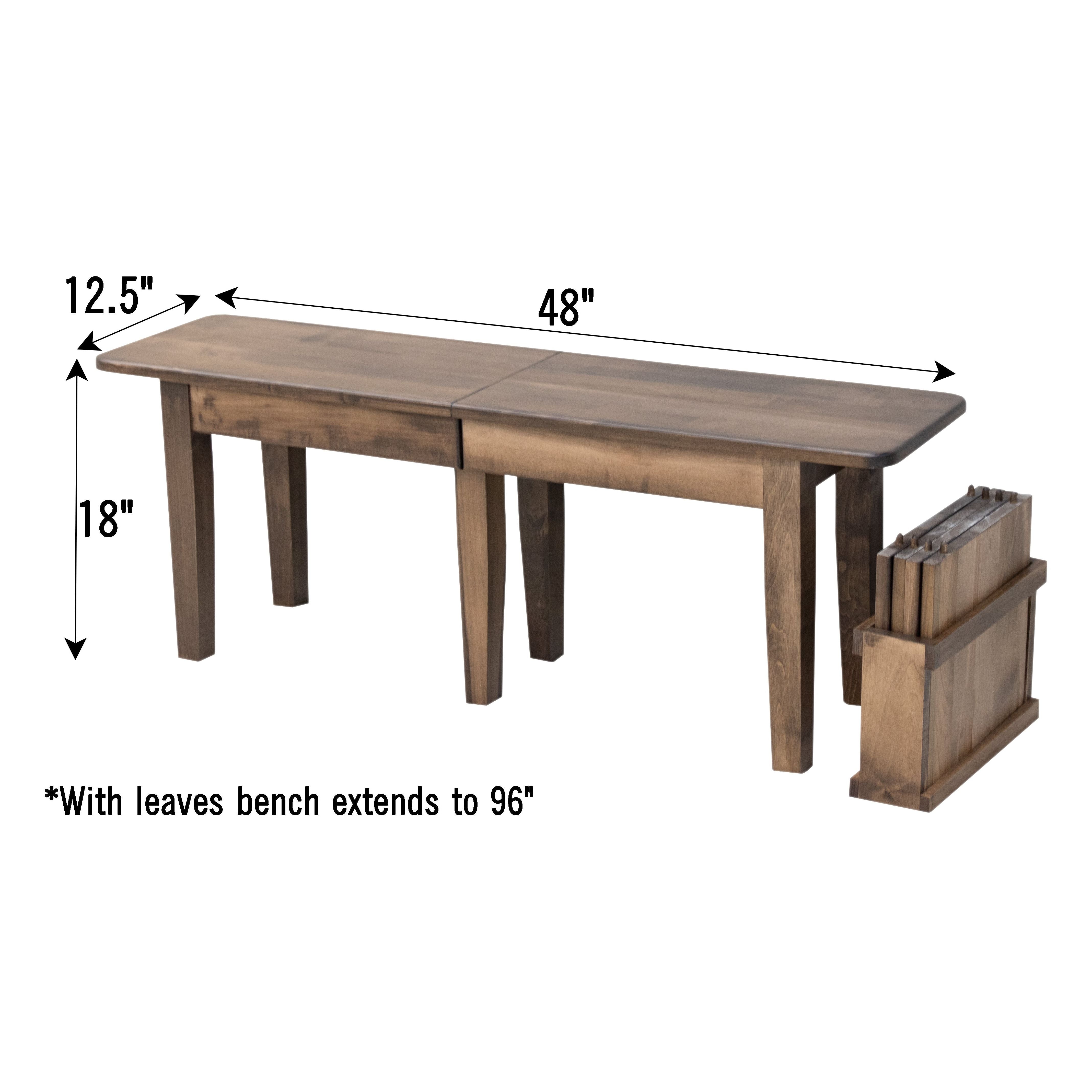 Shaker Expandable Bench, 4' to 8'