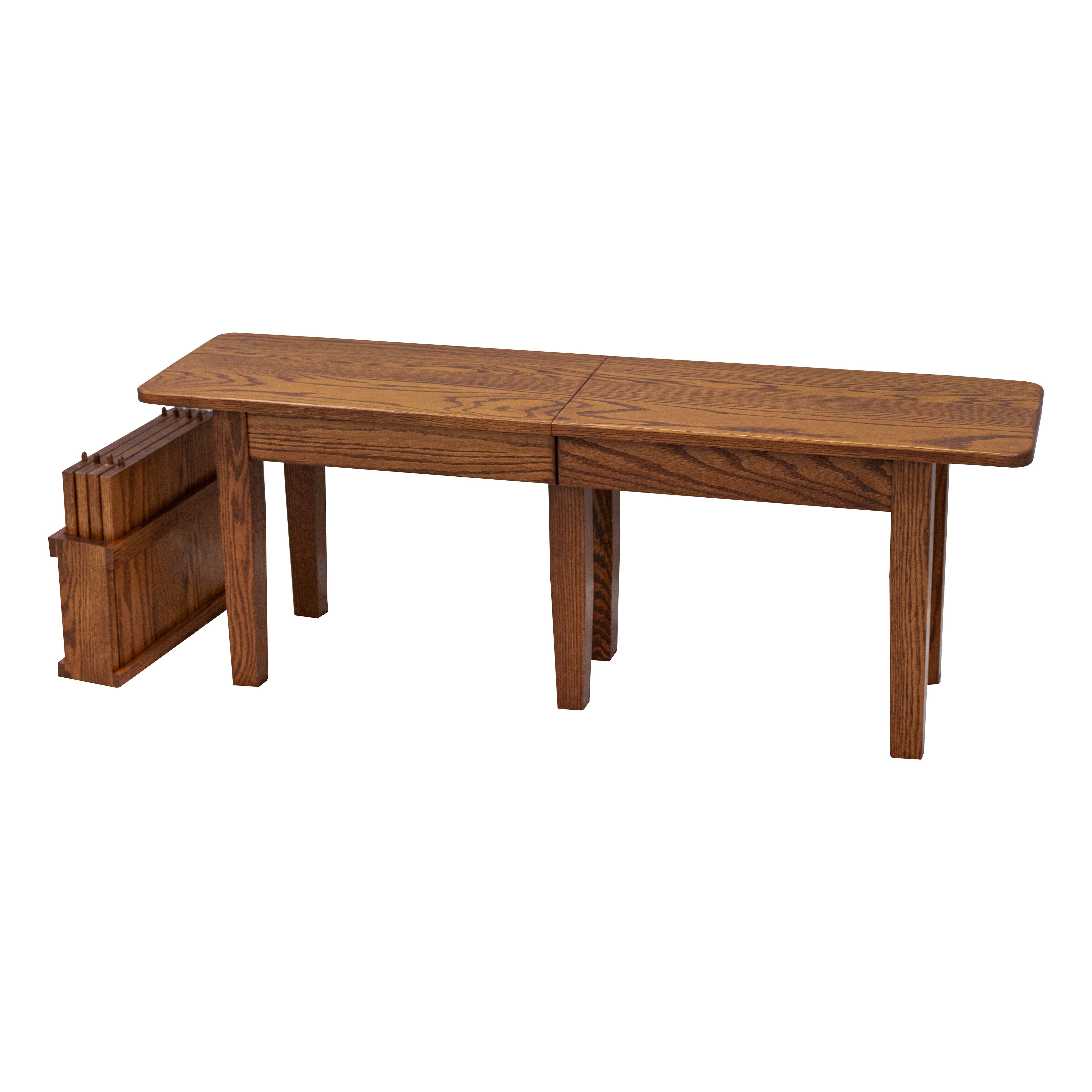 Shaker Leg Oak Wood Expandable Dining Bench | ASB