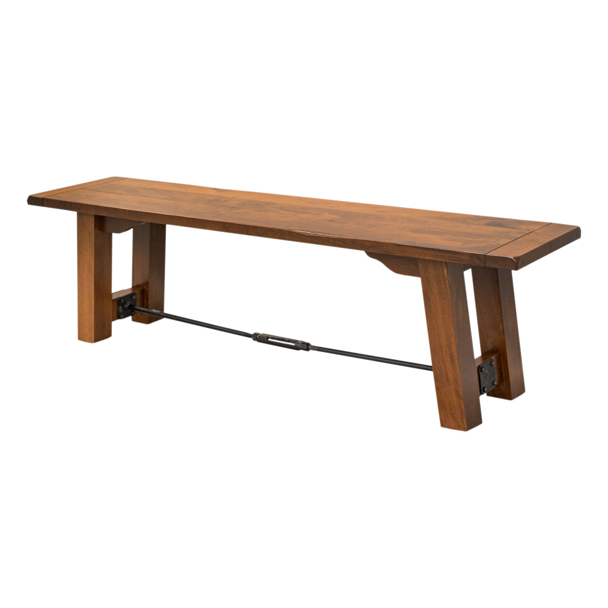 Settler's Trestle Solid Maple Wood Dining Bench in Boston Stain