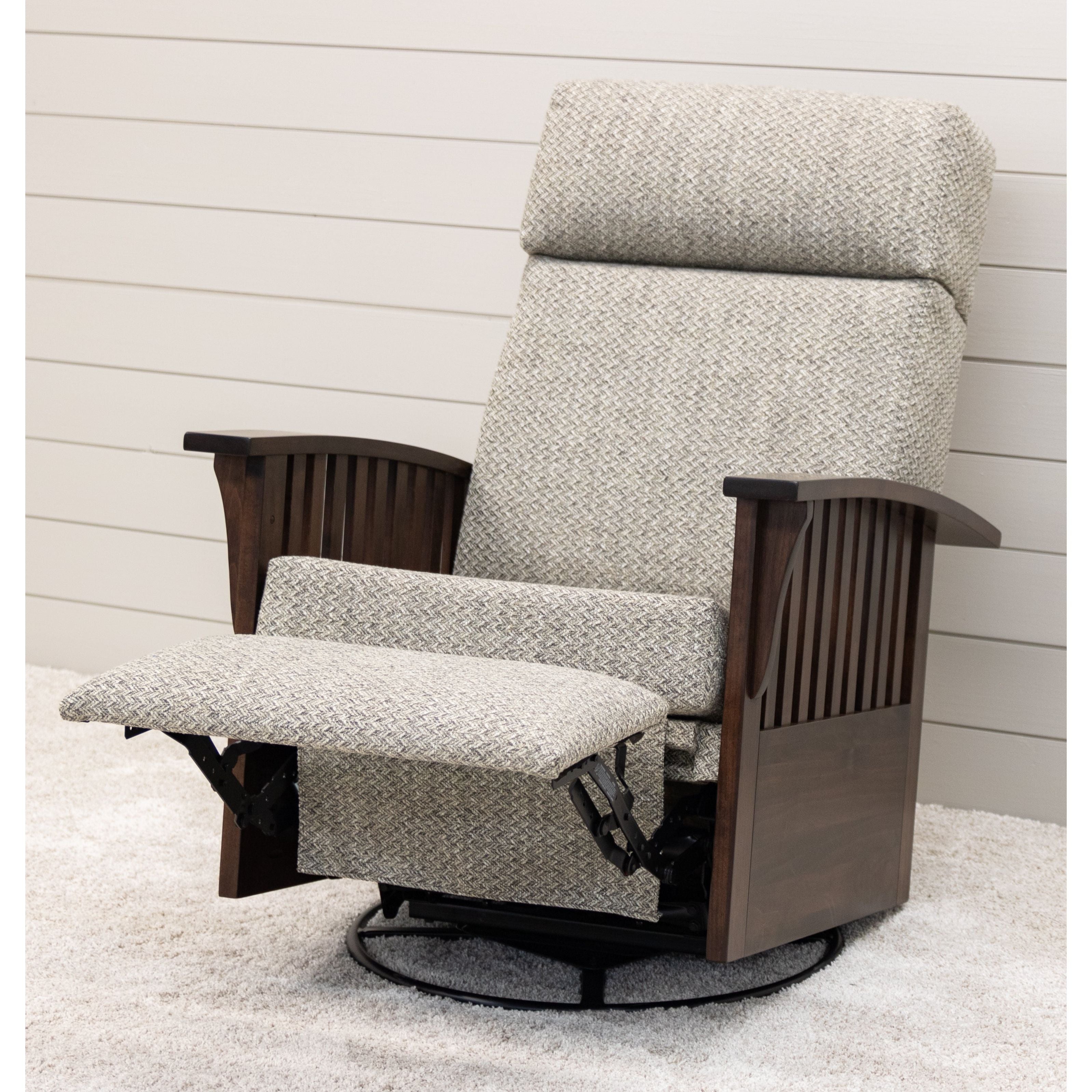 Mission Swivel Glider Recliner with Wood Arms