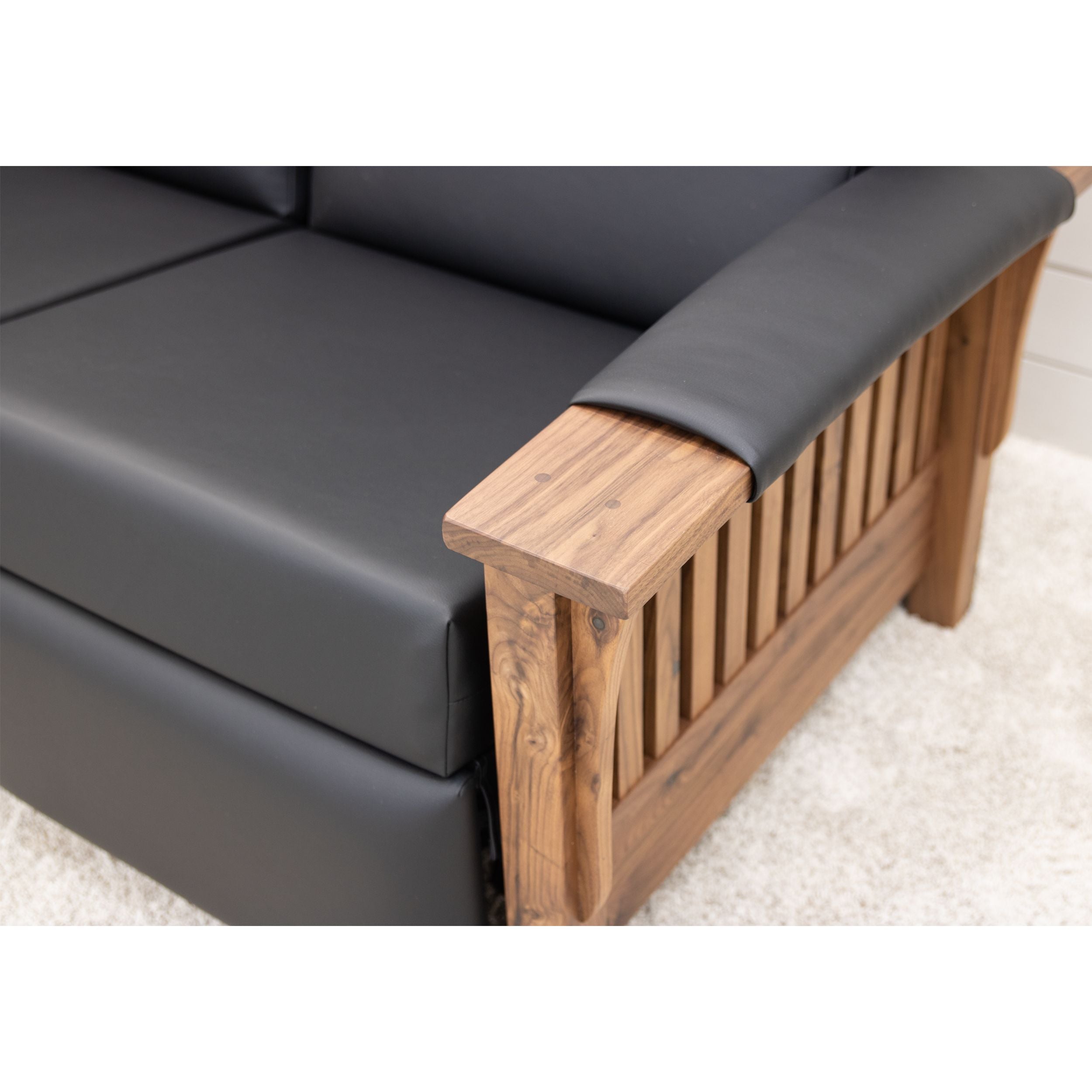 Mission Wallhugger Reclining Sofa with Wood Arms