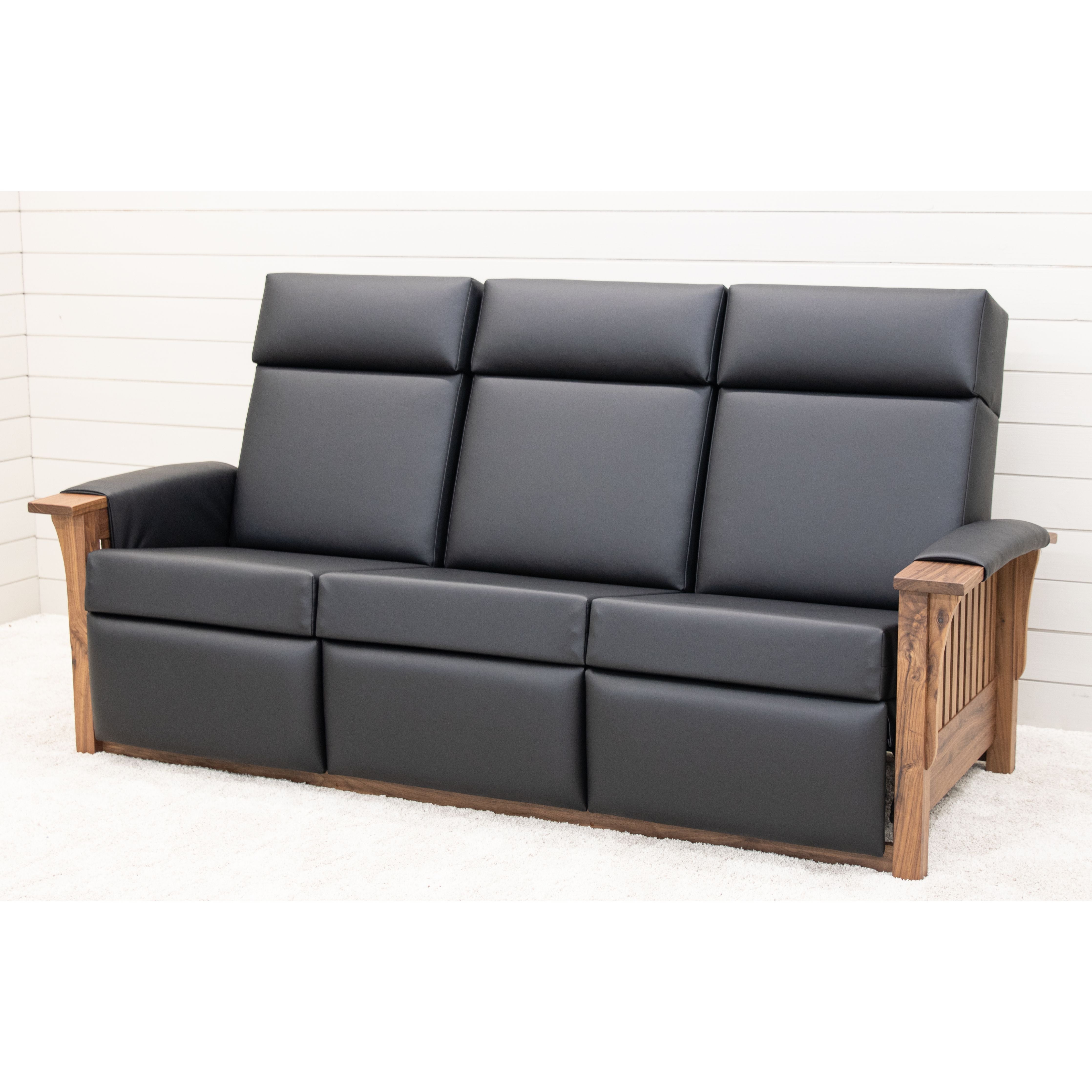Mission Wallhugger Reclining Sofa with Wood Arms
