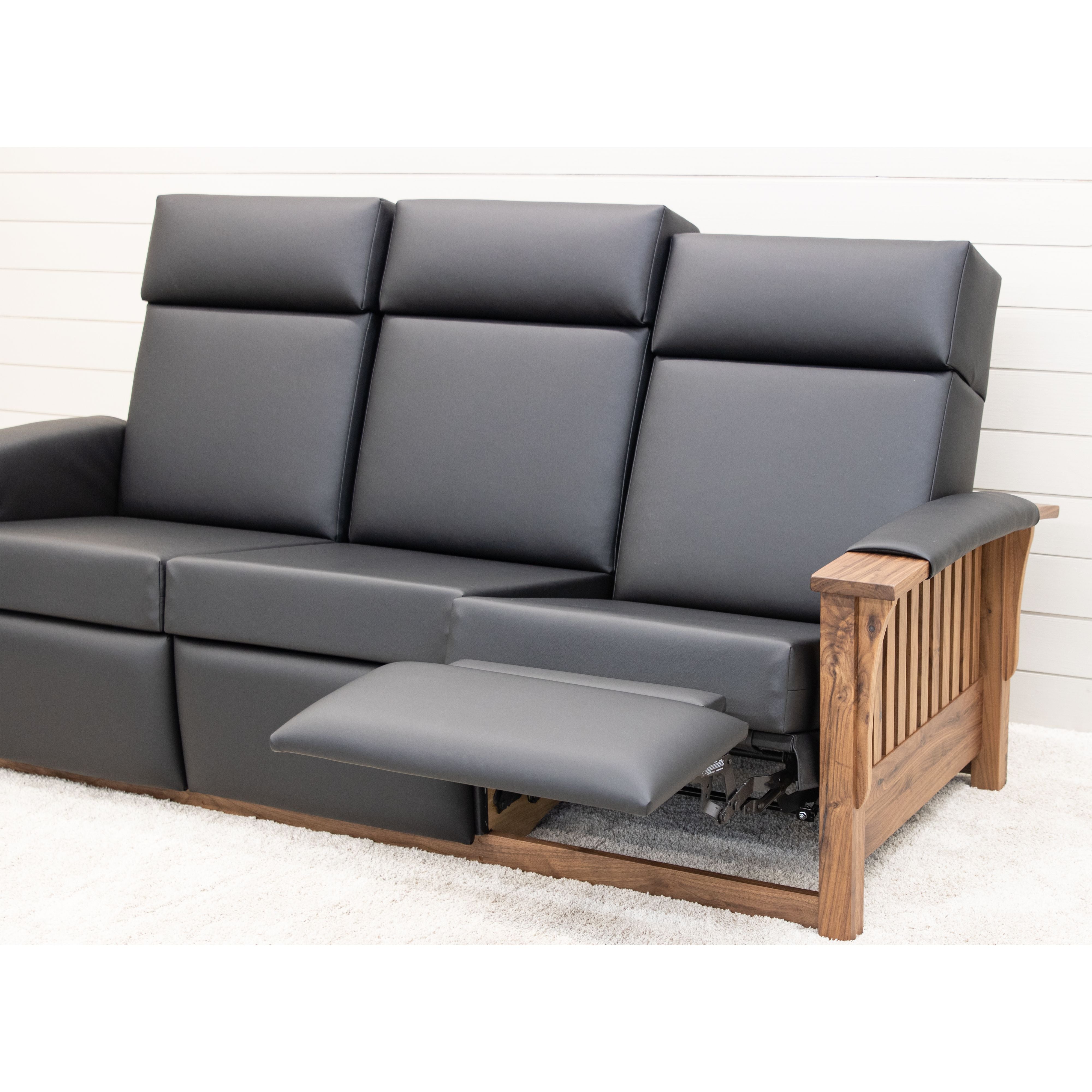 Mission Wallhugger Reclining Sofa with Wood Arms