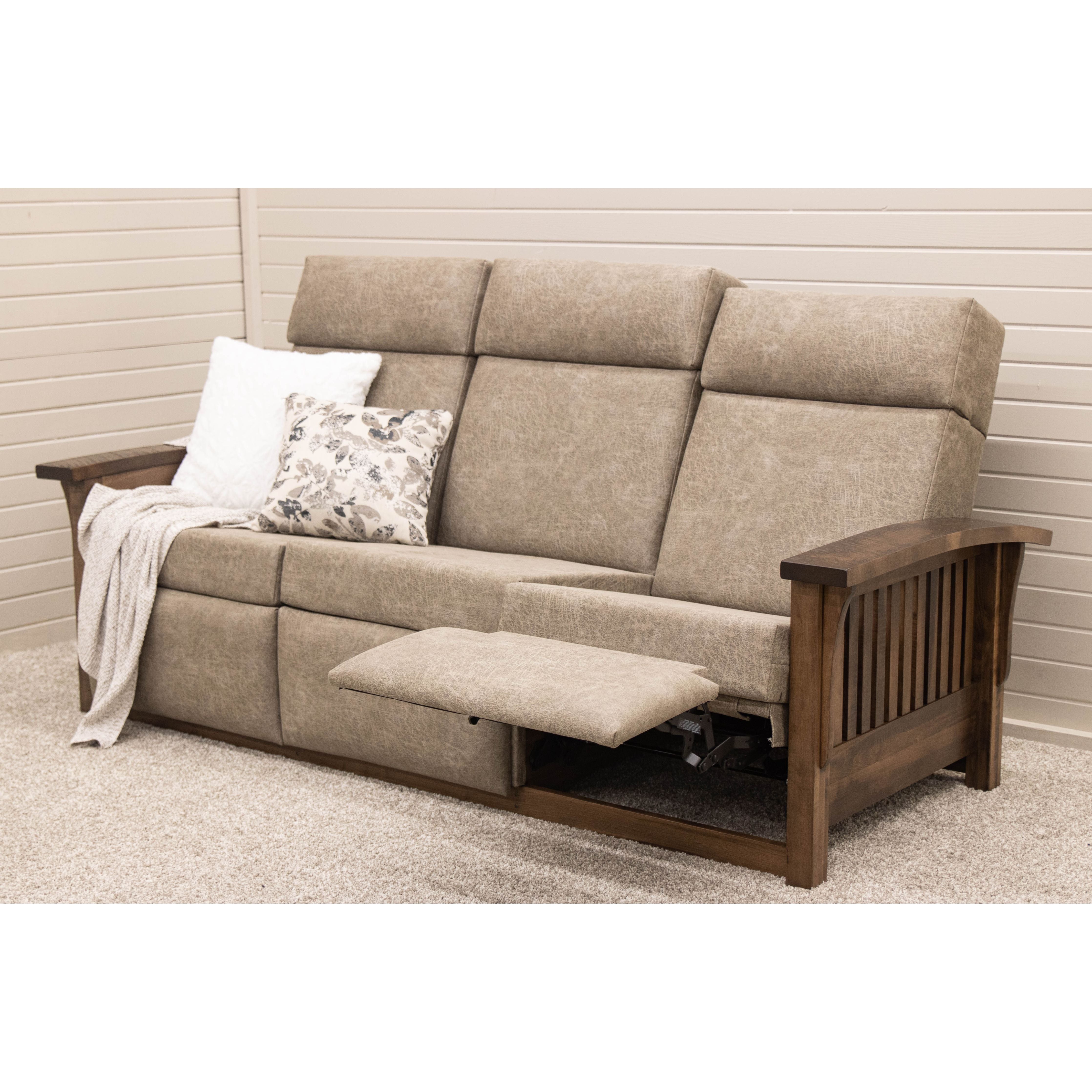 Mission Wallhugger Reclining Sofa with Wood Arms