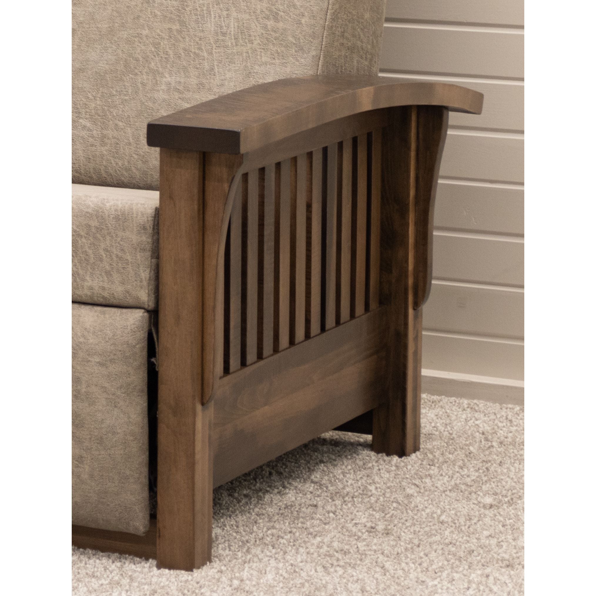 Mission Wallhugger Reclining Sofa with Wood Arms