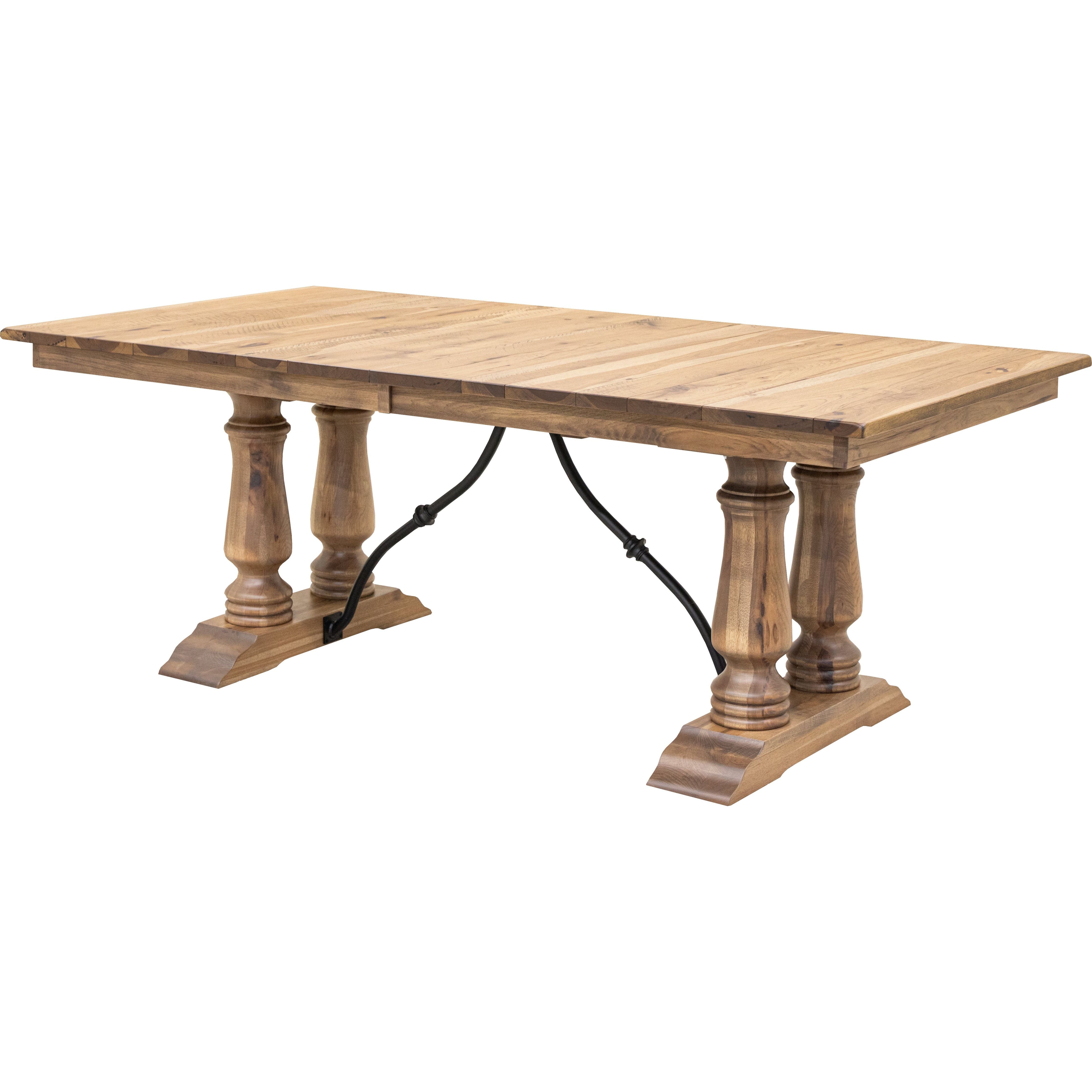 Alexandria Hickory Wood Dining Table Set for 6-8