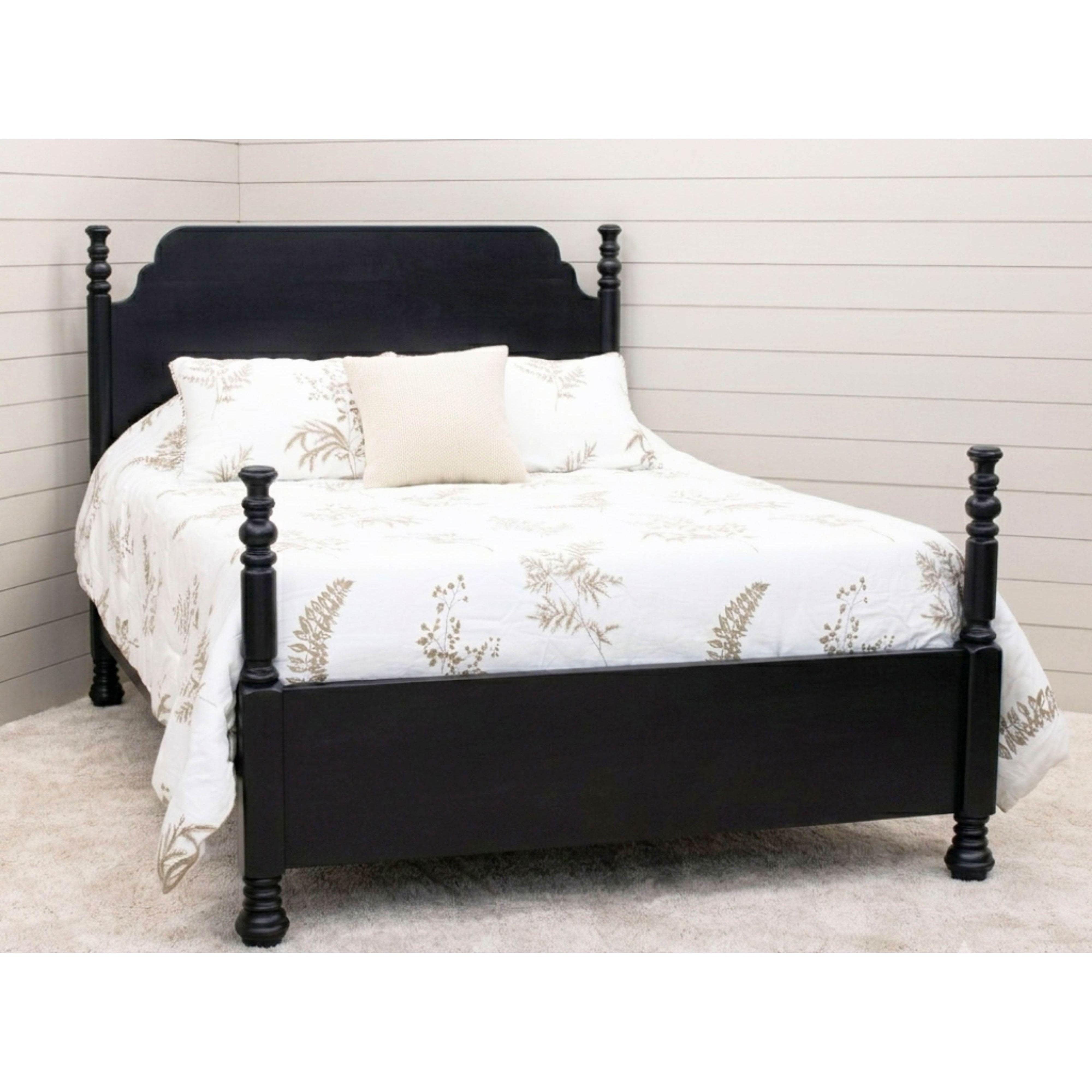 Augustine California King Black Maple Wood Four Poster Bed | EB