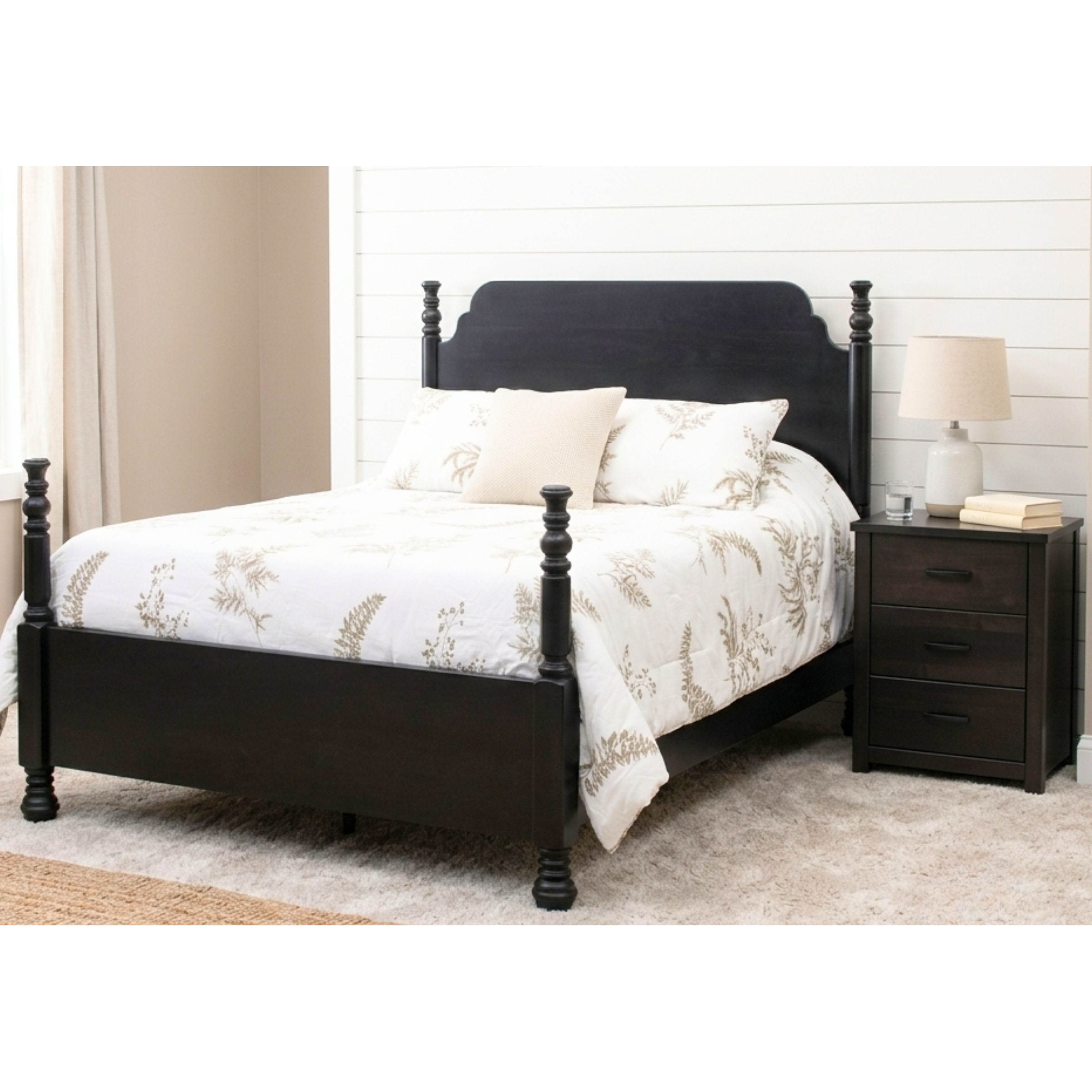 Augustine California King Black Maple Wood Four Poster Bed | EB