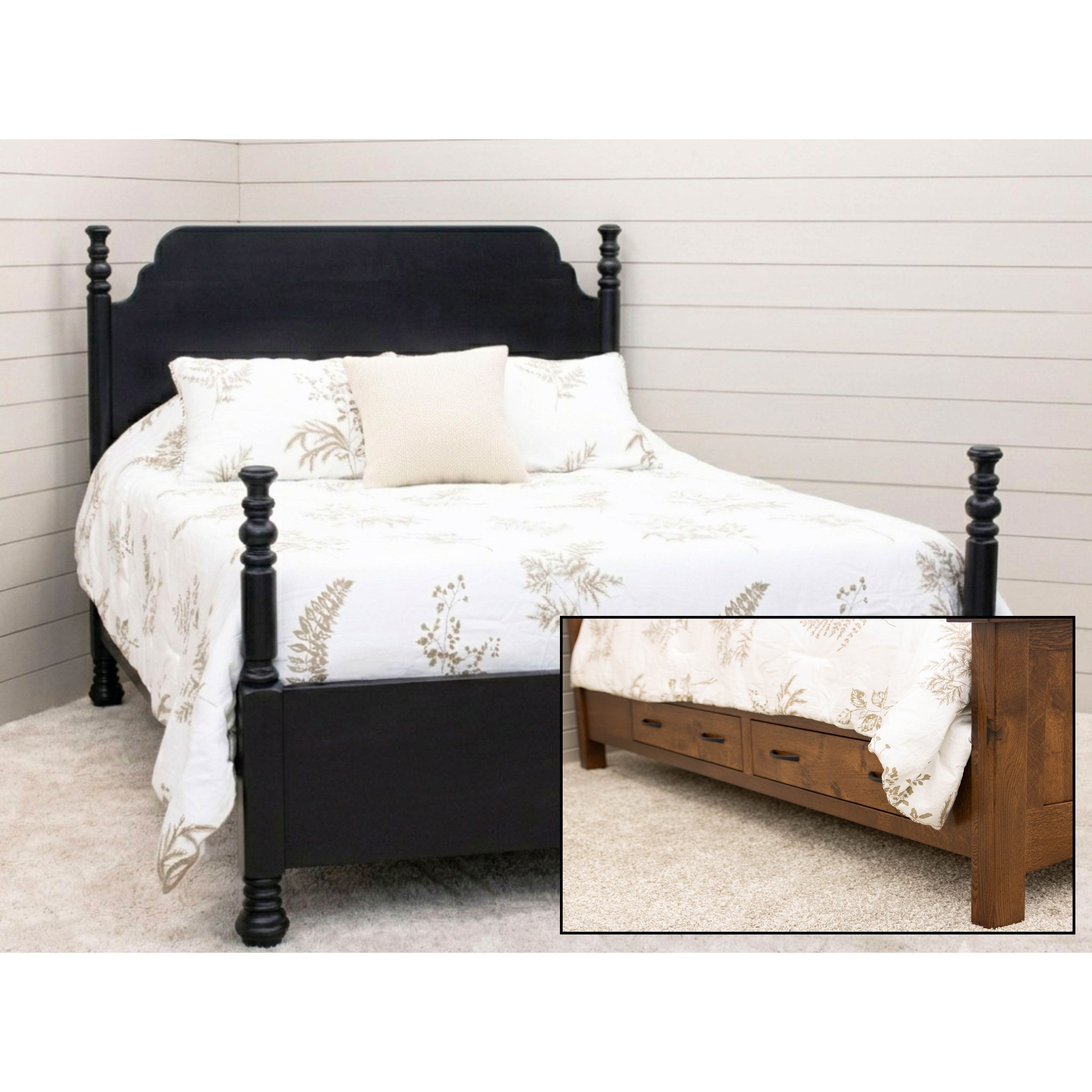 Augustine California King Black Maple Wood Four Poster Bed | EB