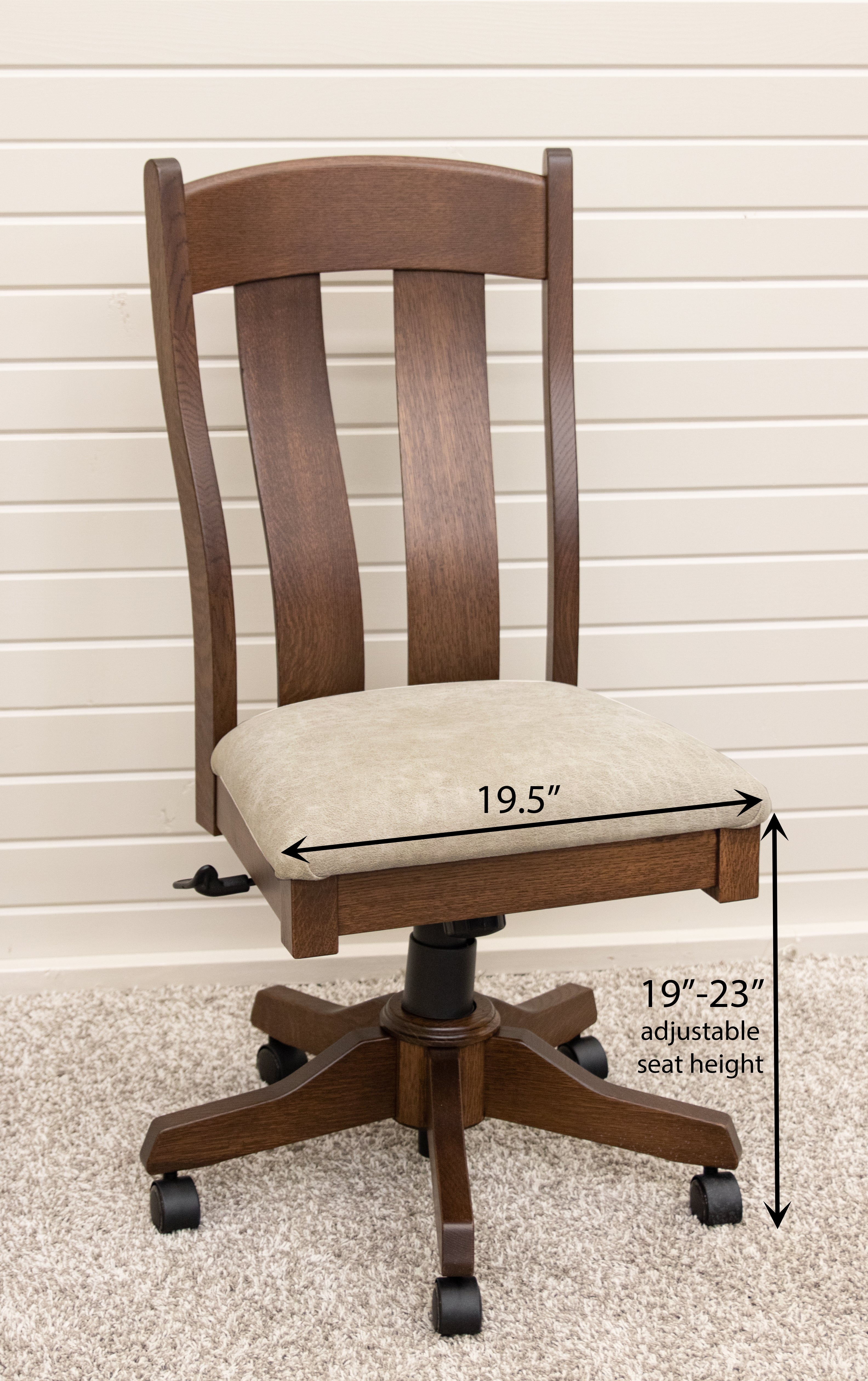 Austin Rustic Quarter Sawn White Oak Wood Office Chair with Fabric Sea
