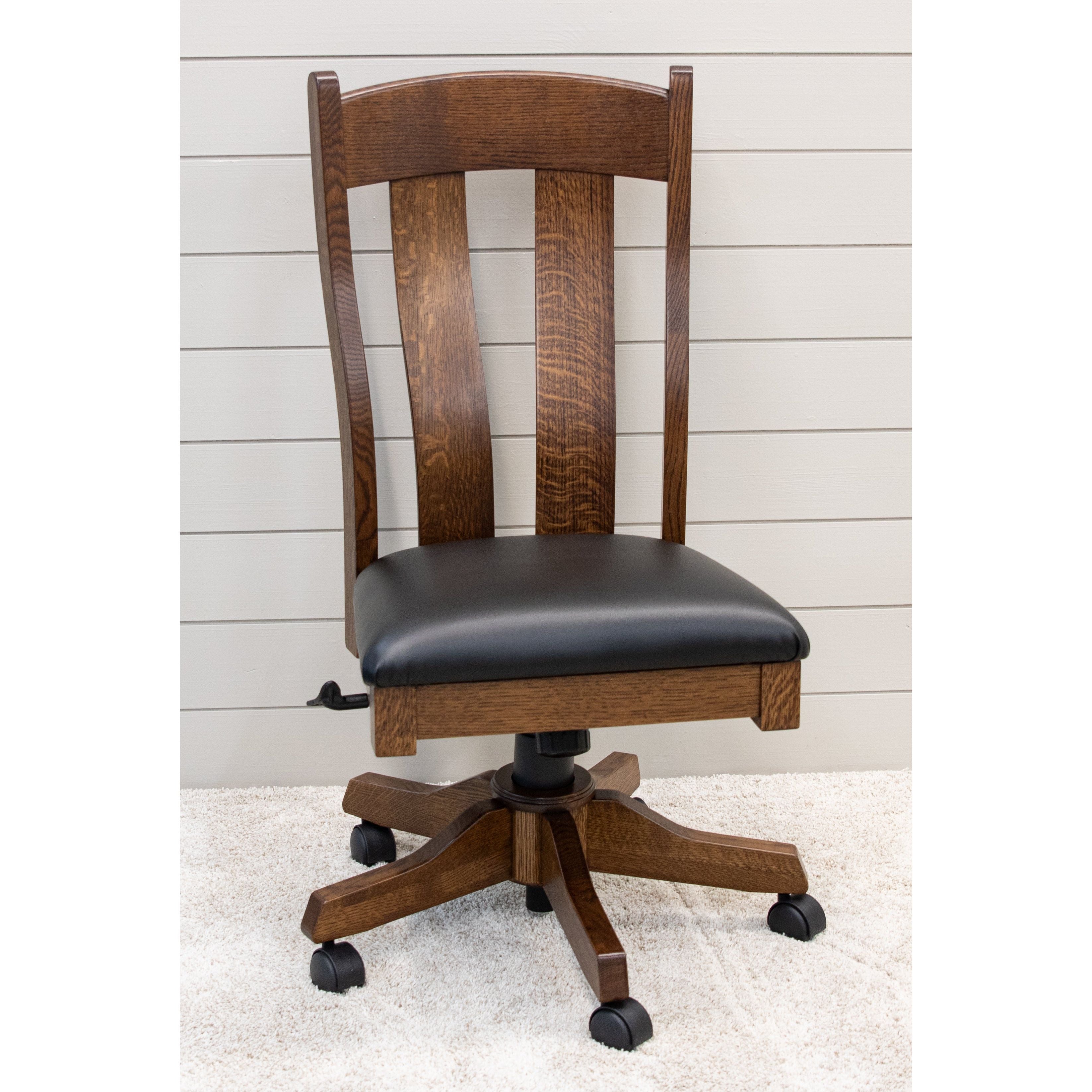 Austin Quarter Sawn White Oak Wood Office Chair with Faux Leather Seat