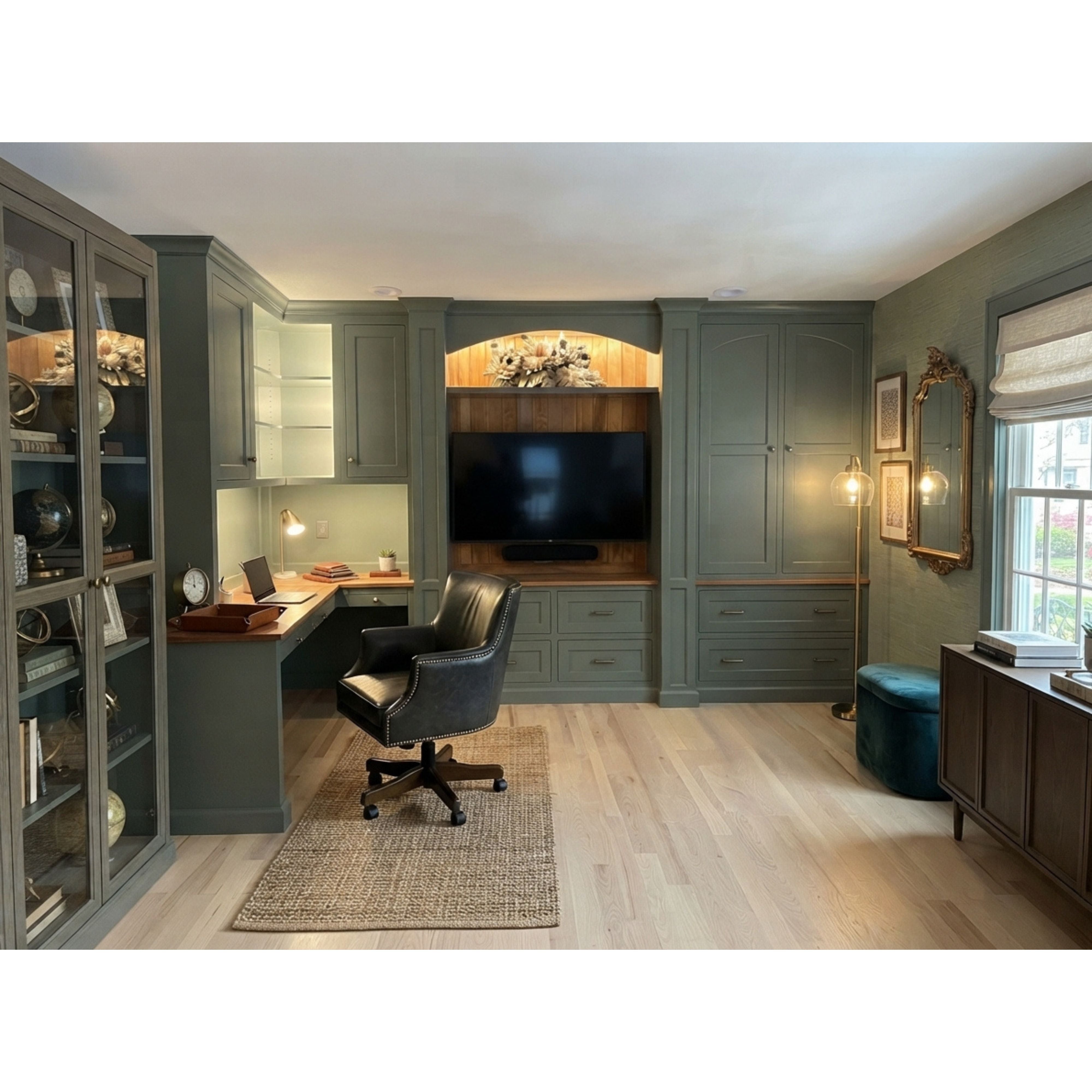 Custom All-In-One Office Entertainment Center Built In