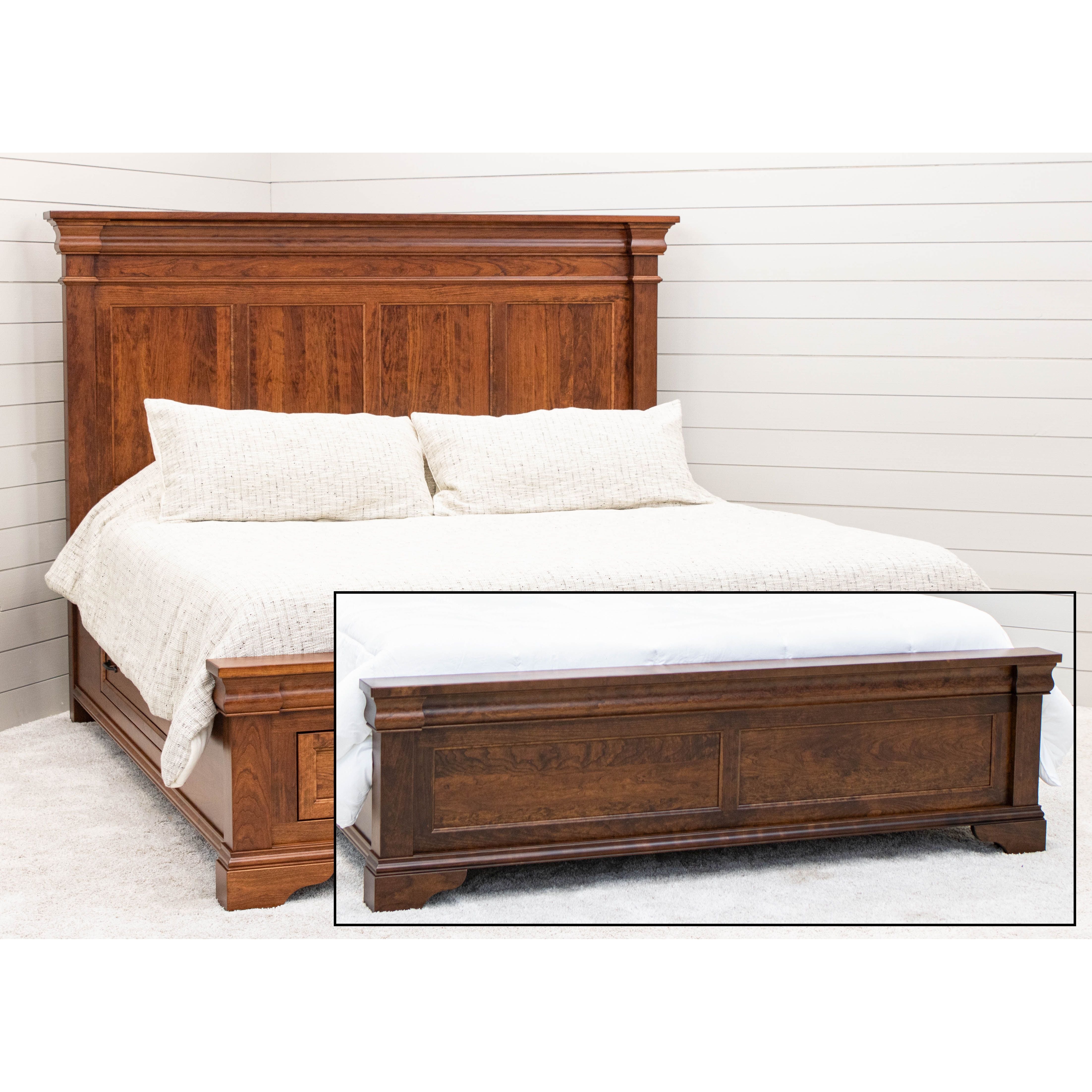 Belmont California King Cherry Wood Storage Platform Bed | MC
