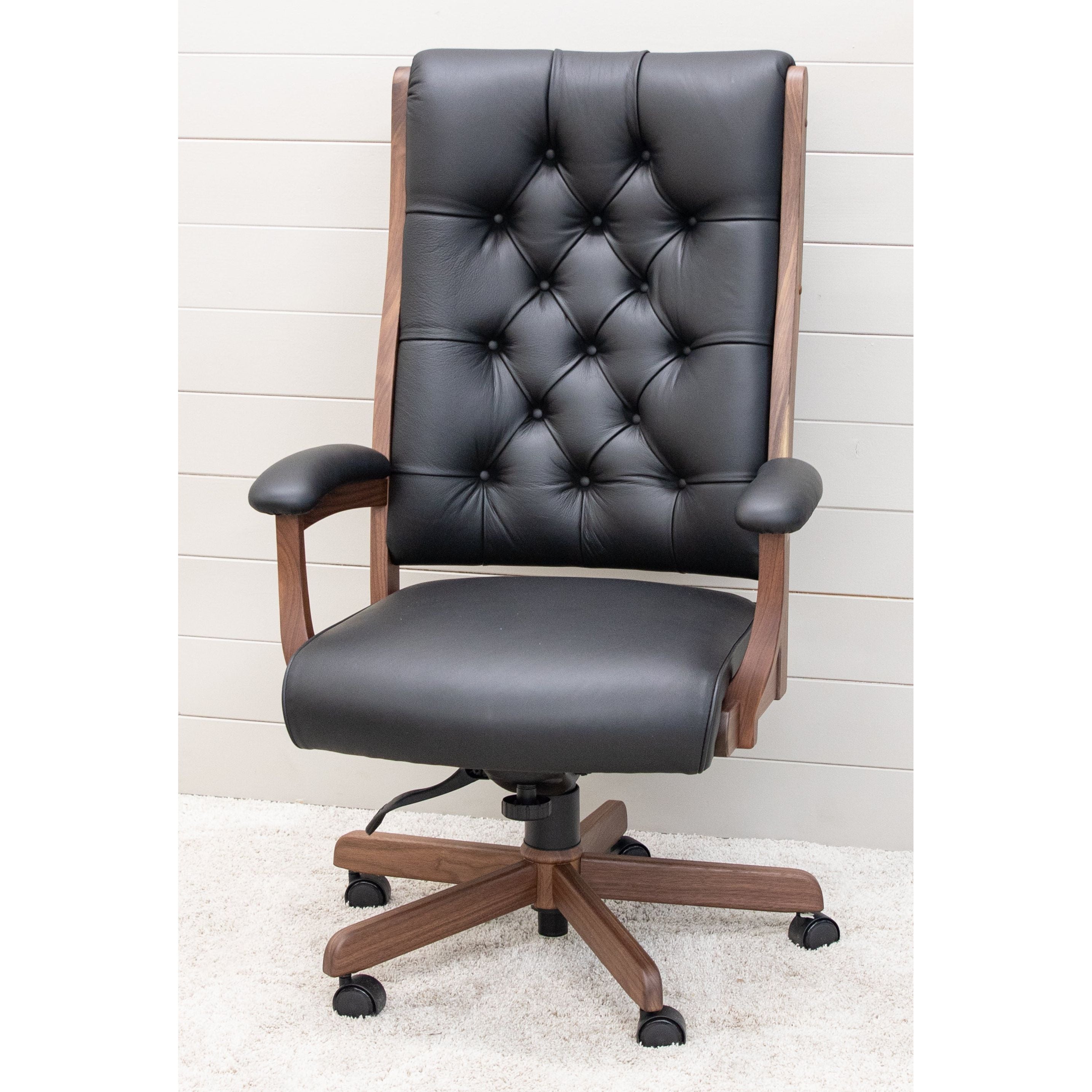 CE58 Clark Executive Grey Leather Office Chair with Solid
