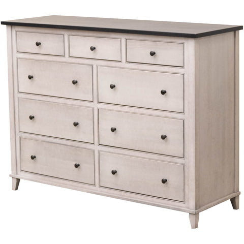 Cambria White Solid Maple 9-Drawer Tall Dresser with Dark Knight Top