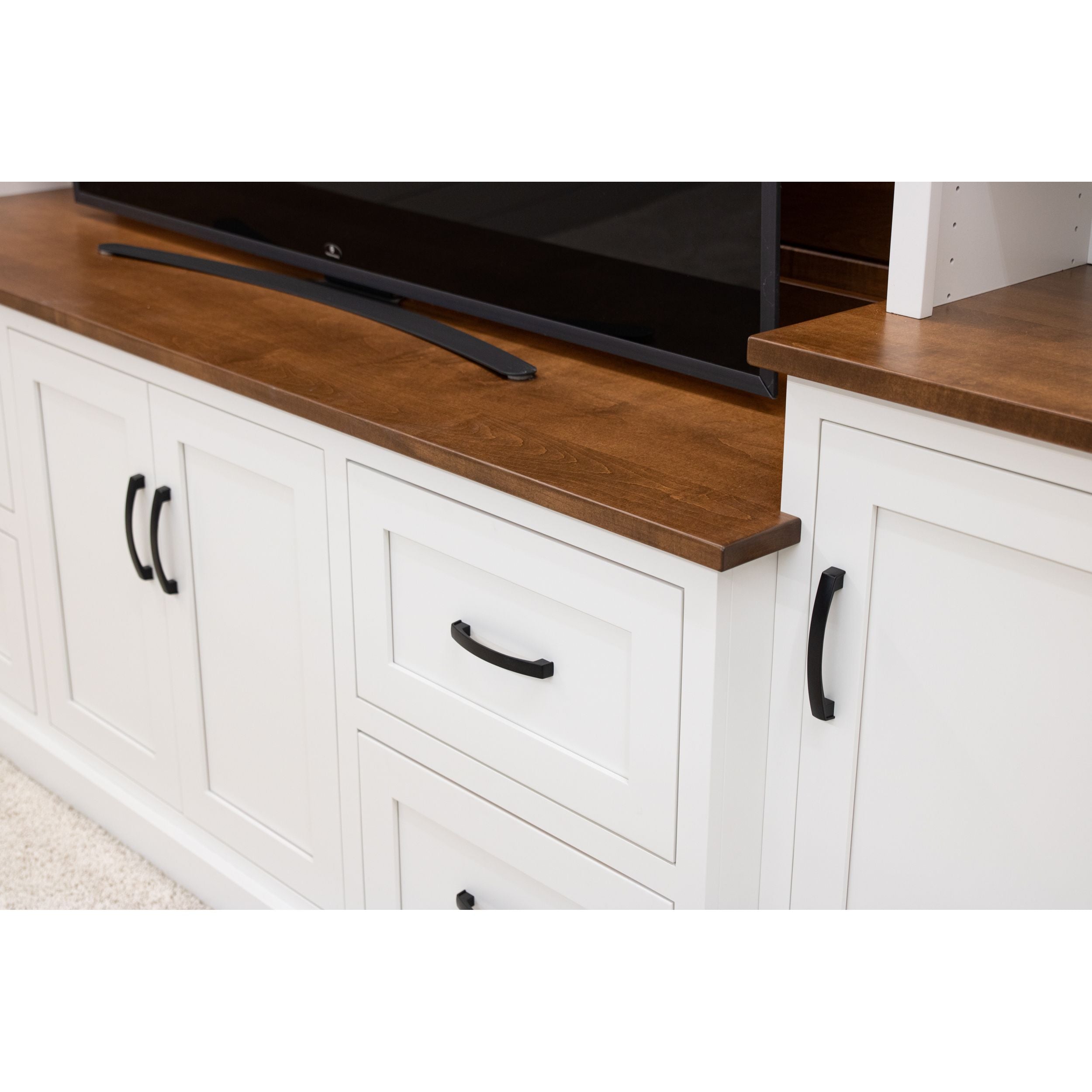 Camden White Solid Maple Wood Entertainment Center