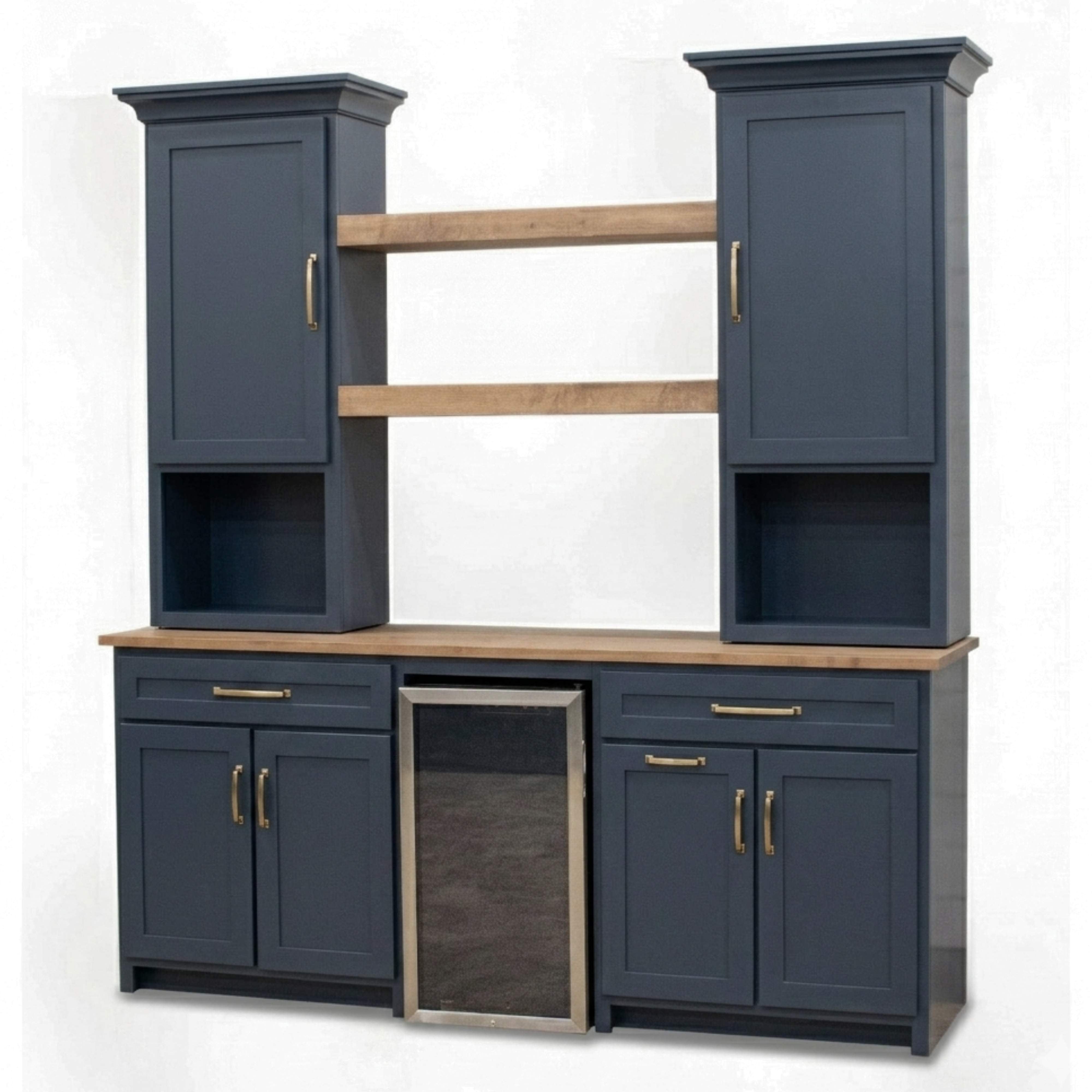 Camden Blue Solid Wood Wine Cabinet with Fridge | M-HN&WB