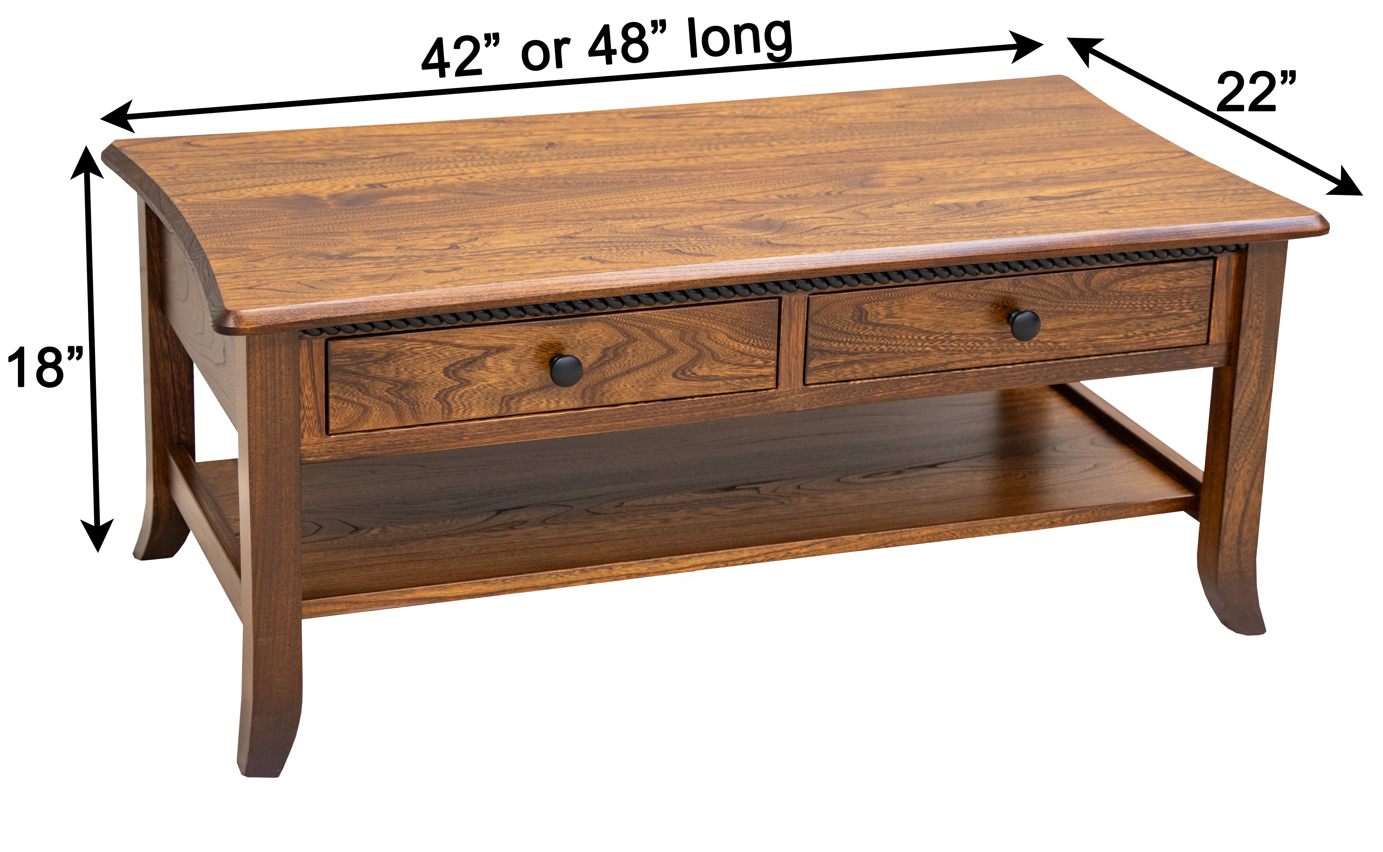Plymouth Cherry Wood Rectangle Open Coffee Table