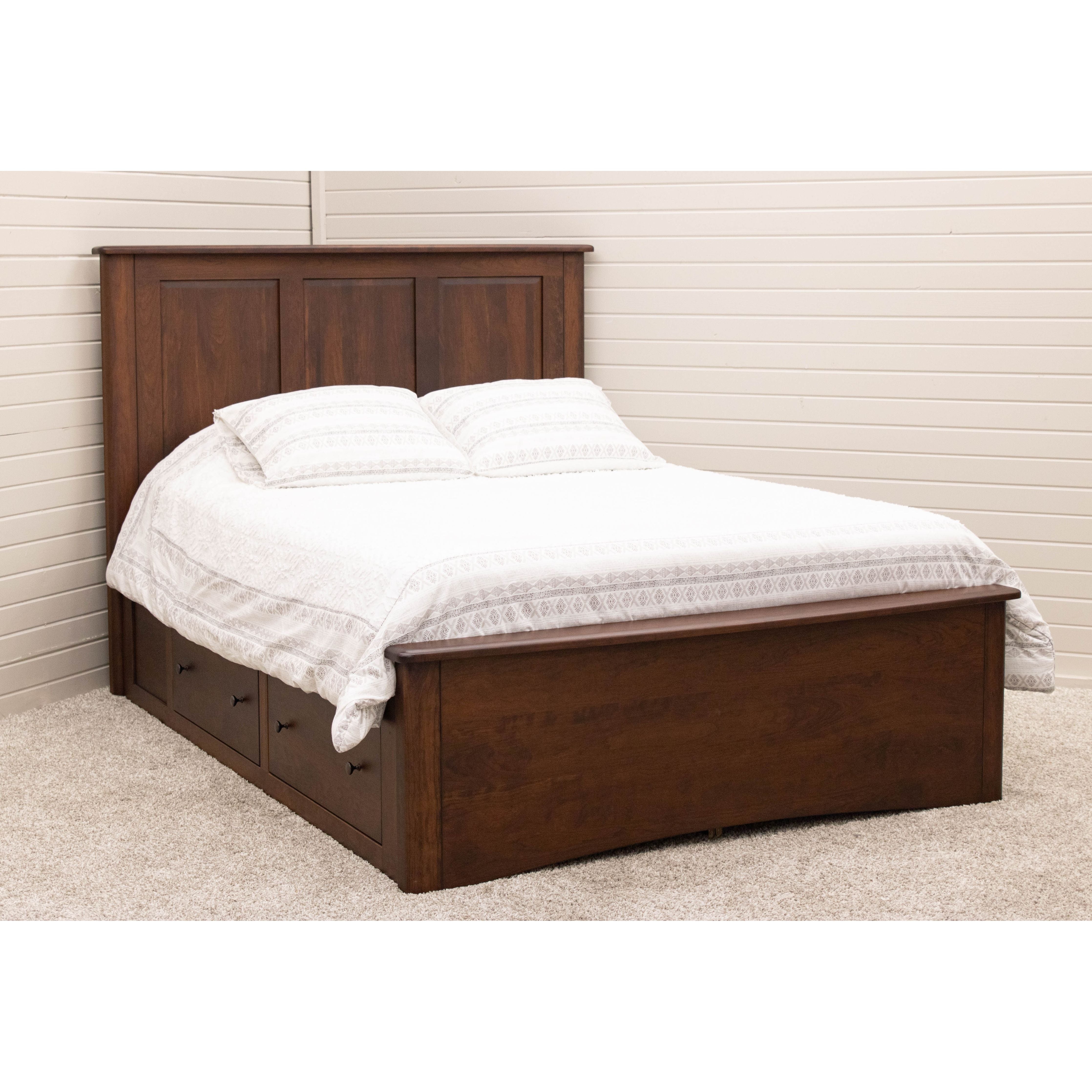 Carrington Queen Cherry Wood Panel Storage Platform Bed | GB