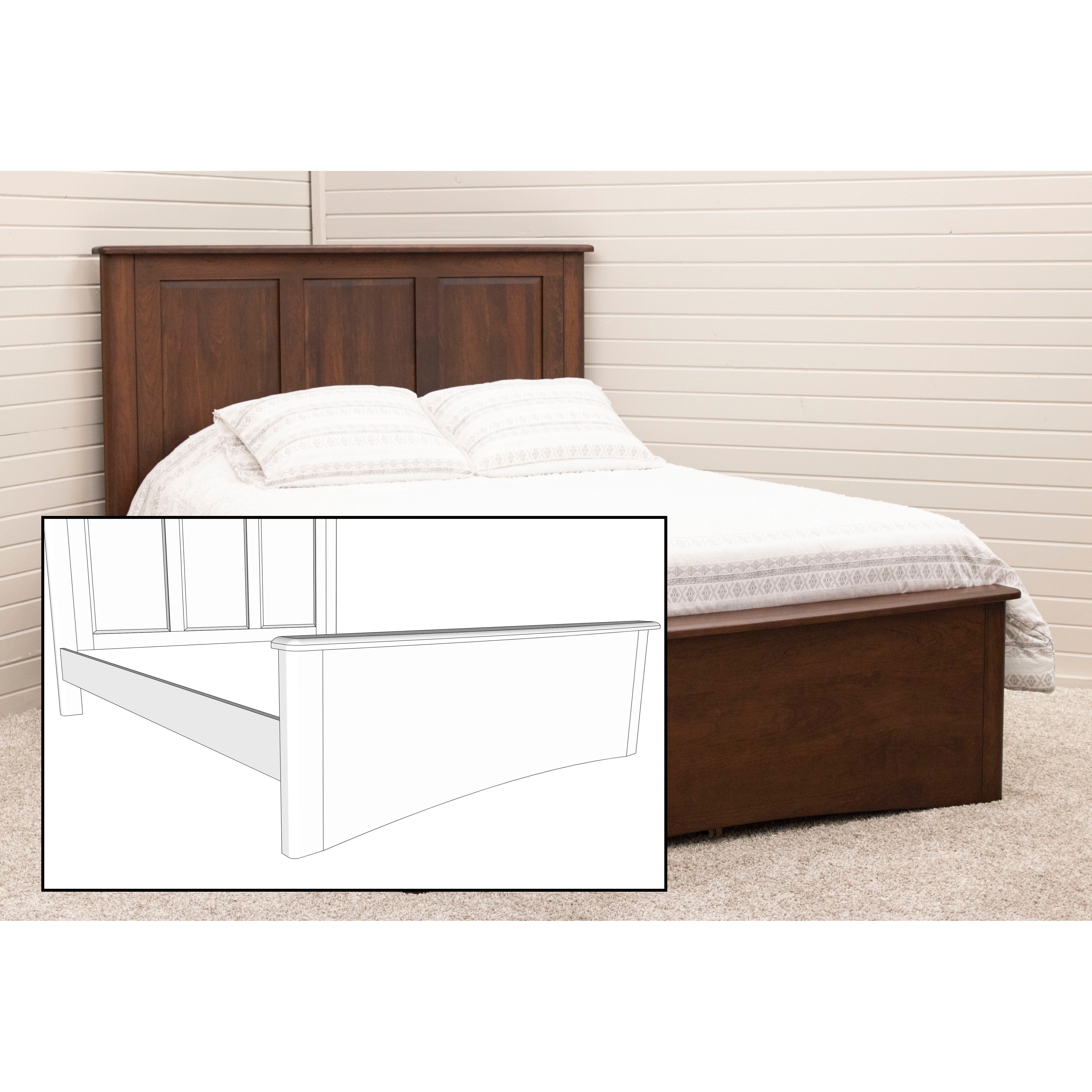 Carrington Full Cherry Wood Panel Storage Platform Bed | GB