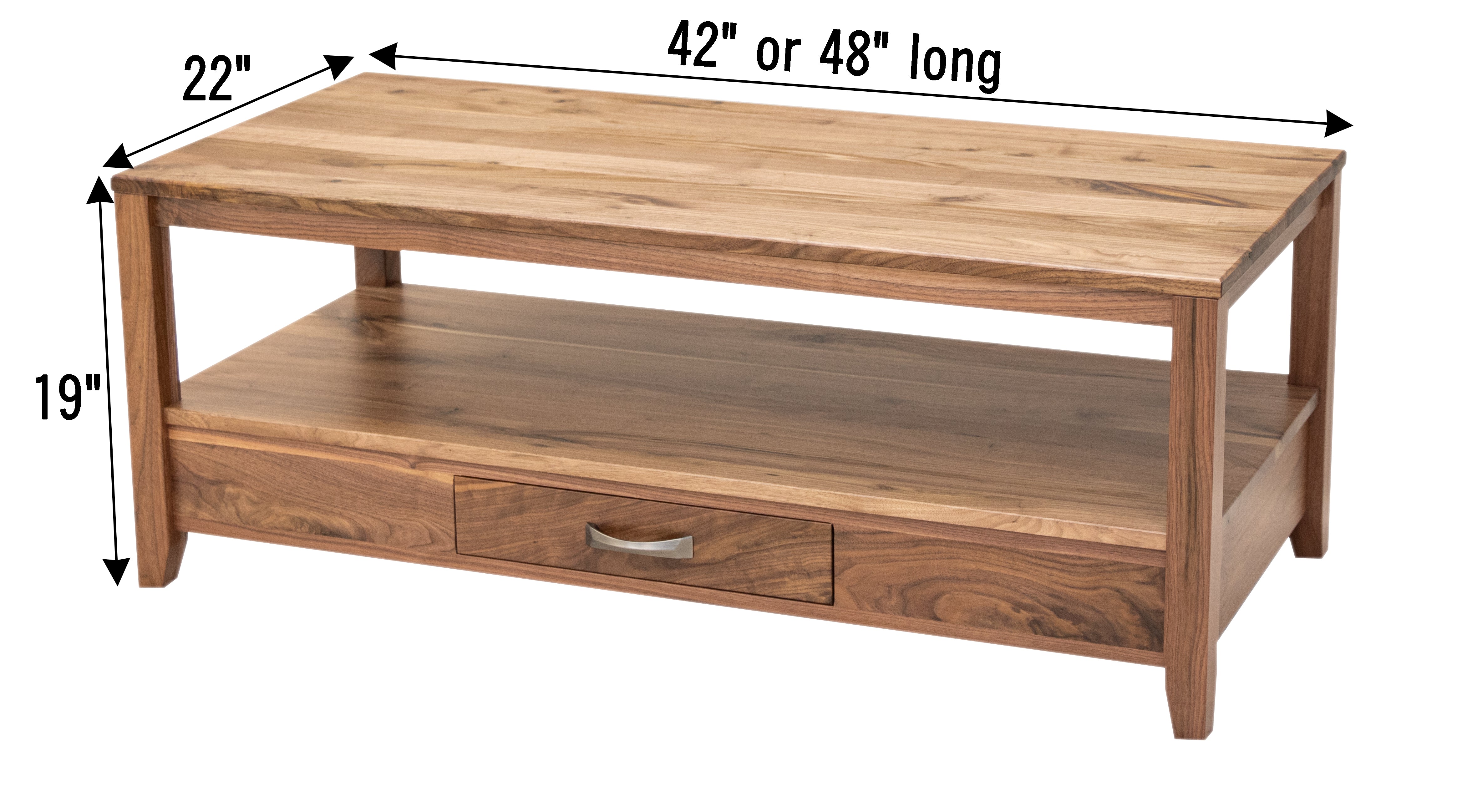 Century Rustic Walnut Wood Rectangle Open Coffee Table
